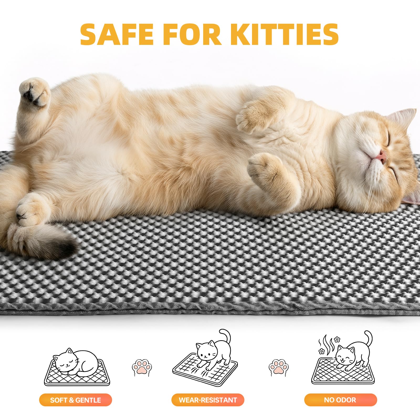 Cat Litter Mat 24x15 Inches, Honeycomb Double Layer Litter Trapping Mat, Waterproof Leakproof Urine Proof Cat Litter Box Mat for Cat Litter Box Area, Floor, Kitty Litter Rug - image 3