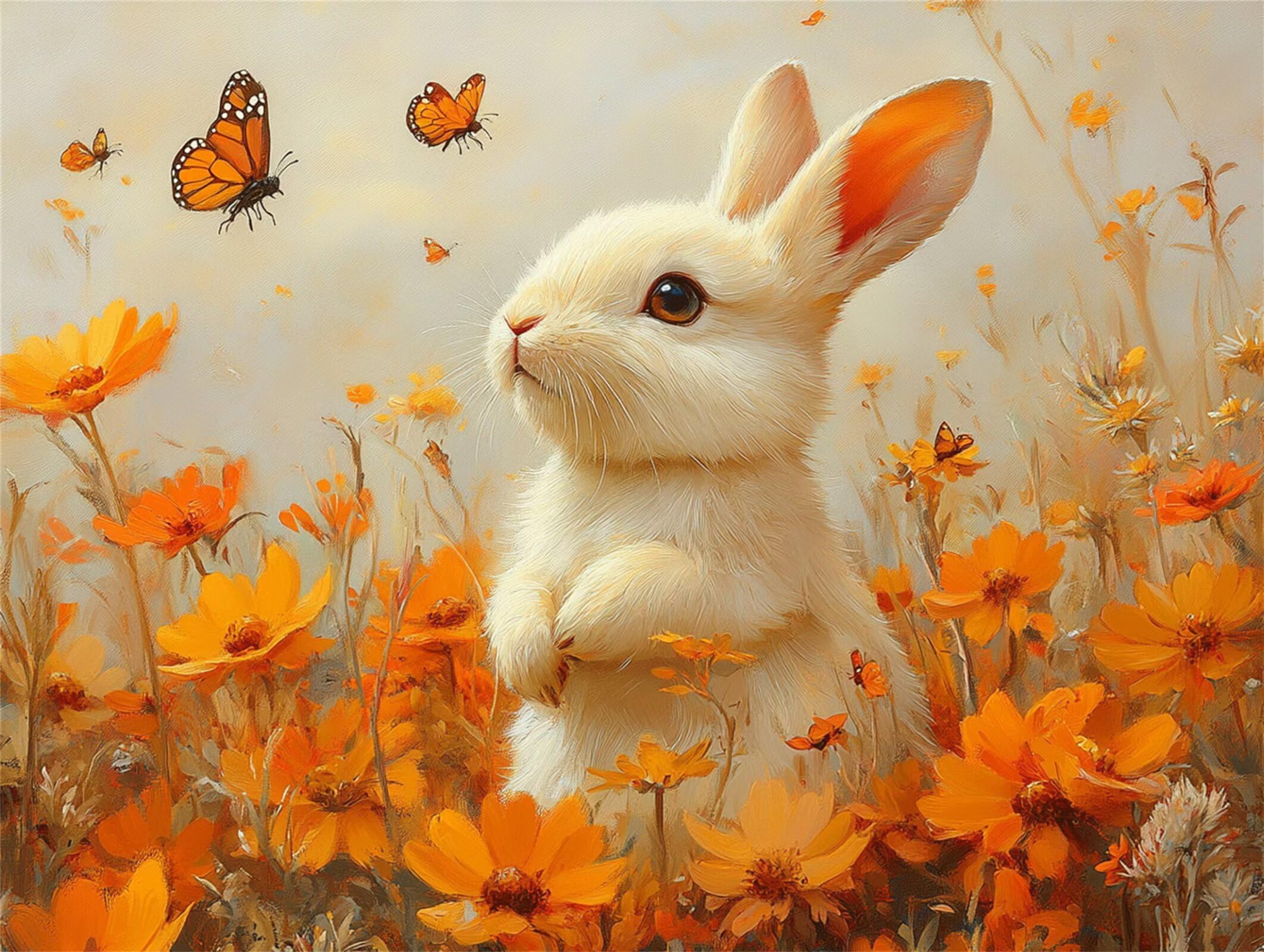 Pintar por Numeros conejo Pinturas Acrilicas flor Pintura por Numeros Adultos DIY Lienzos para Pintar, Pintura Acrilica Manualidades, Decoración para Hogar, Regalos Cumpleaños 90x120cm Sin Marco q-870