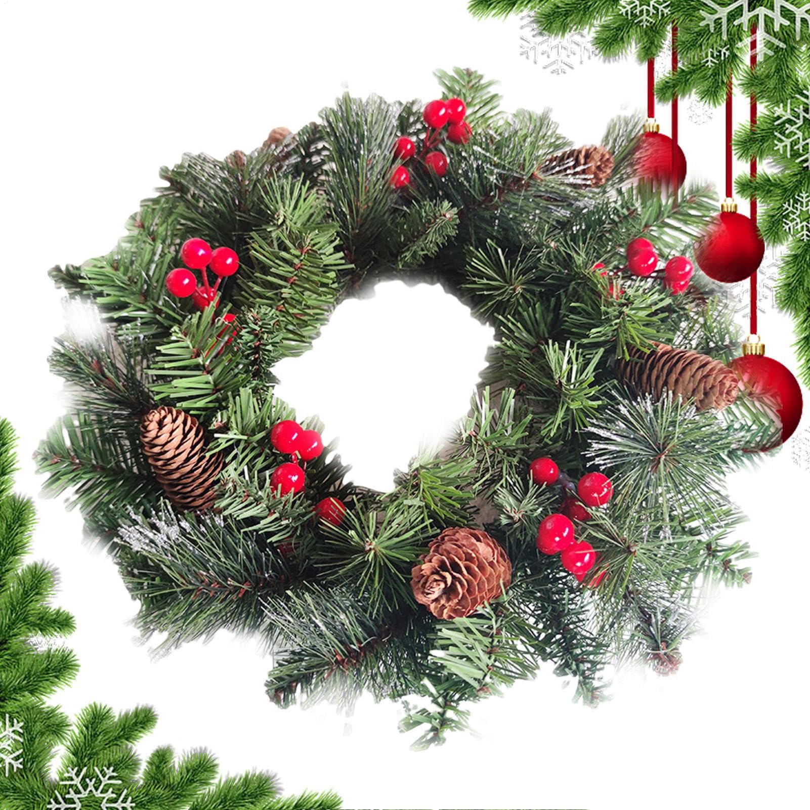 Couronne de Noël artificielle 40 cm pour décorer la cheminée et la fenêtre