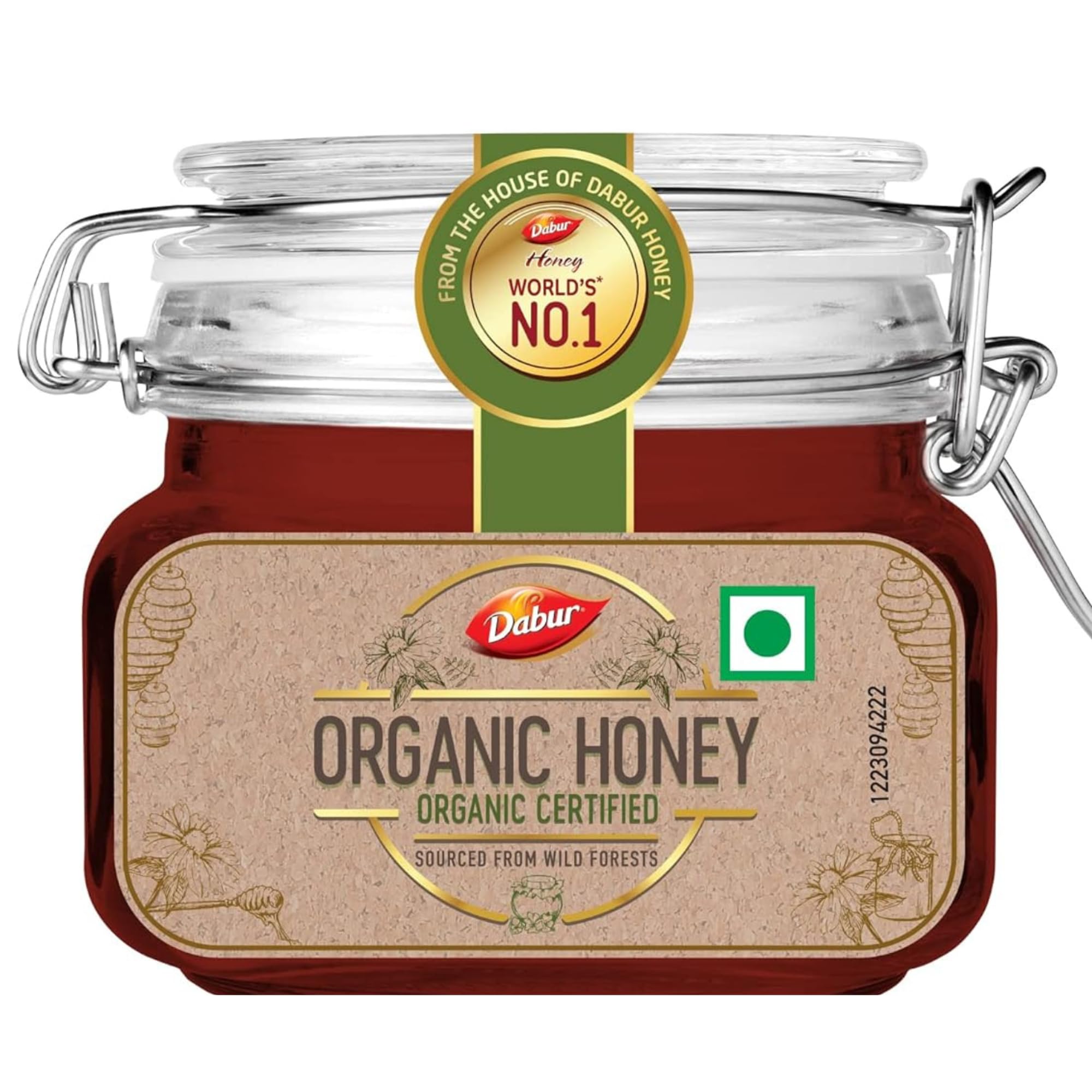 Dabur Raw Organic Honey - 600g (Clip Jar) | 100% Pure | Raw, Unfiltered, Unprocessed Honey | NPOP Certified | World's No.1 Honey Brand with No Sugar Adulteration
