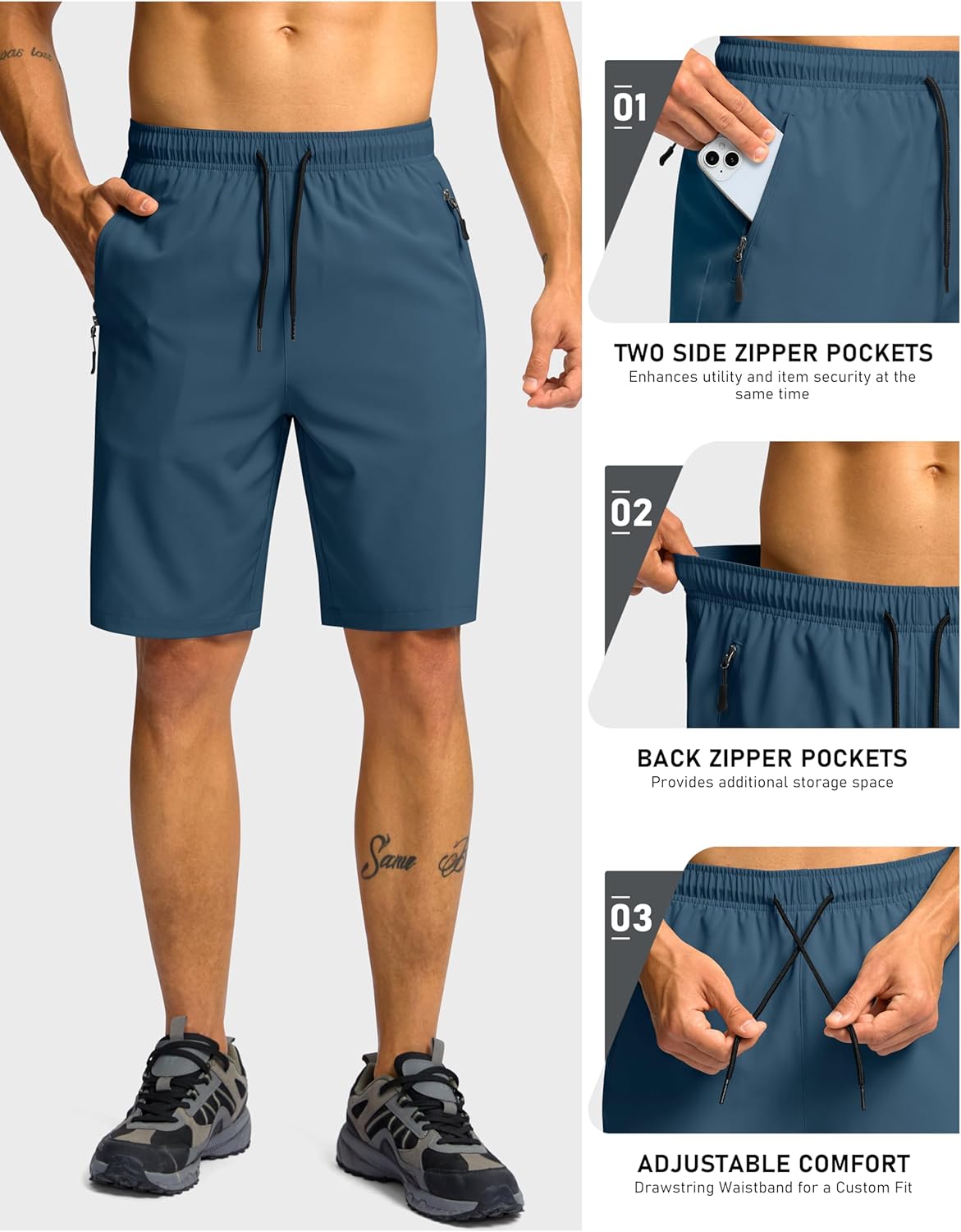 G Gradual Men's Hiking Shorts 7"/9" Lightweight Athletic Shorts for Men Quick Dry Stretch Casual Shorts with 3 Zipper Pockets - Image 4