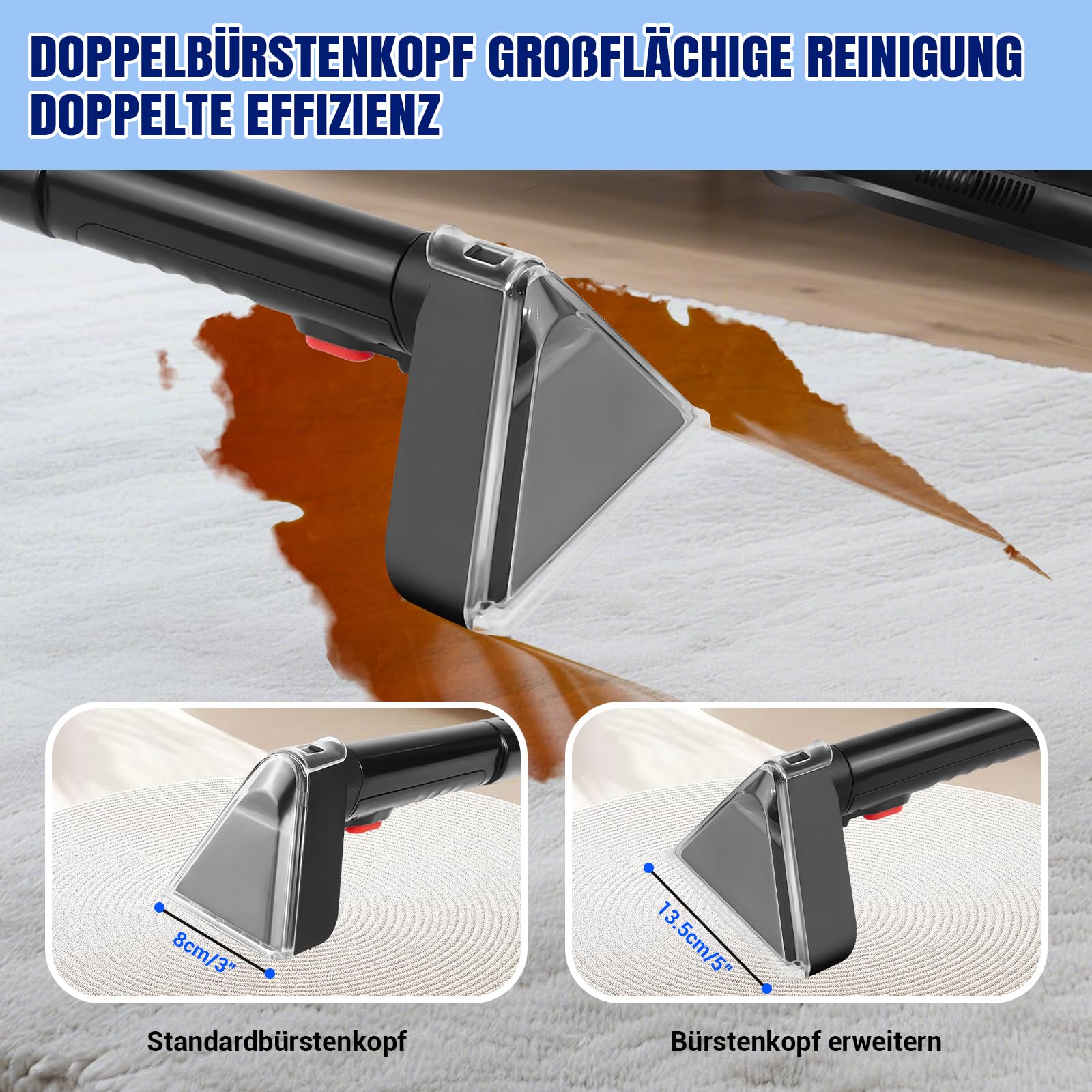 Nettoyeur de taches 5000 W (ouragan) – Aspirateur à main humide pour voiture, canapé, coussins, tapis, escaliers