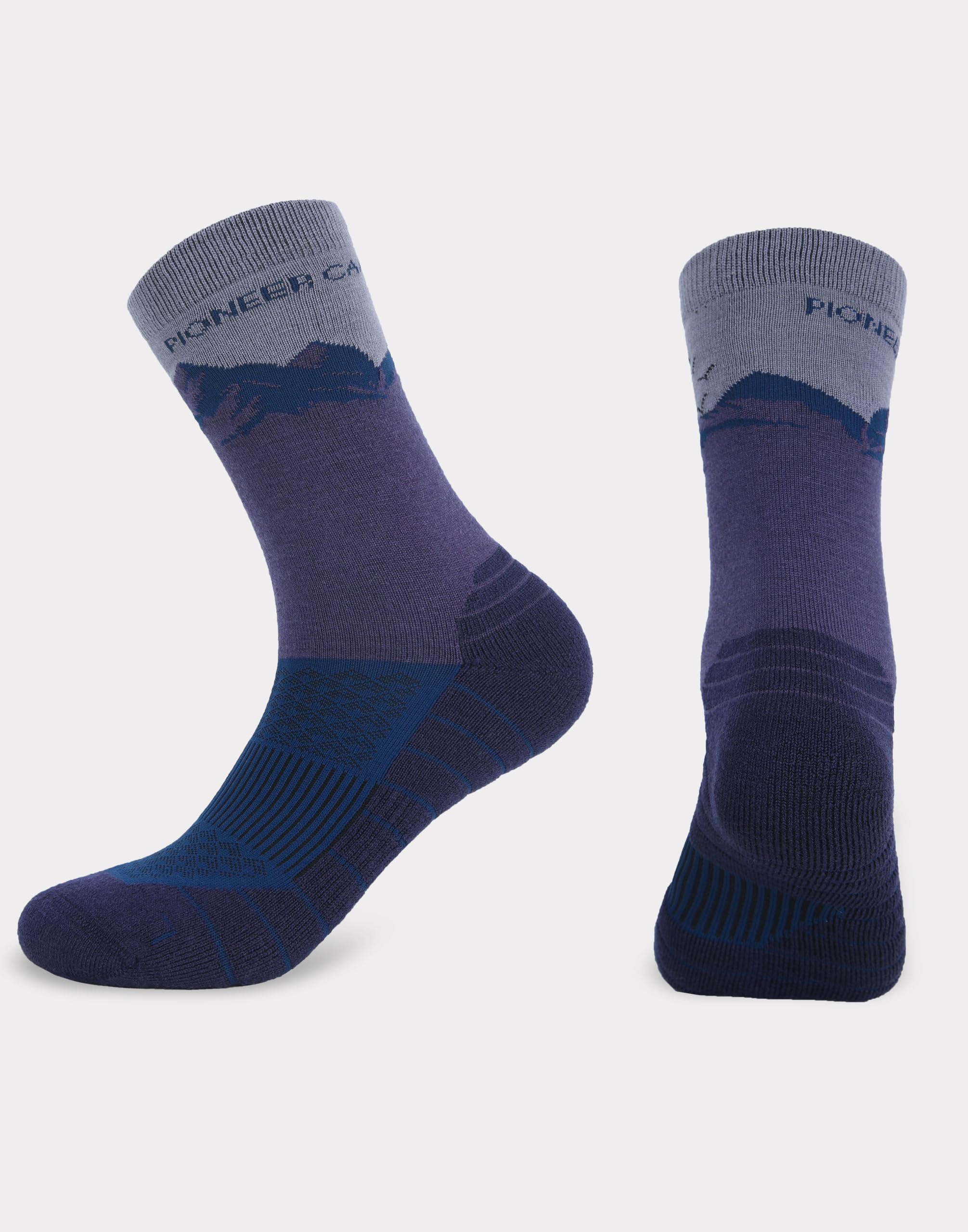 Pioneer Camp Merino-Wandersocken für Herren Damen – Atmungsaktive Geruchshemmende Trekkingsocken mit Dämpfung Blasenschutz – Bequeme Schweißableitende Laufsocken für Outdoor 3 Paar