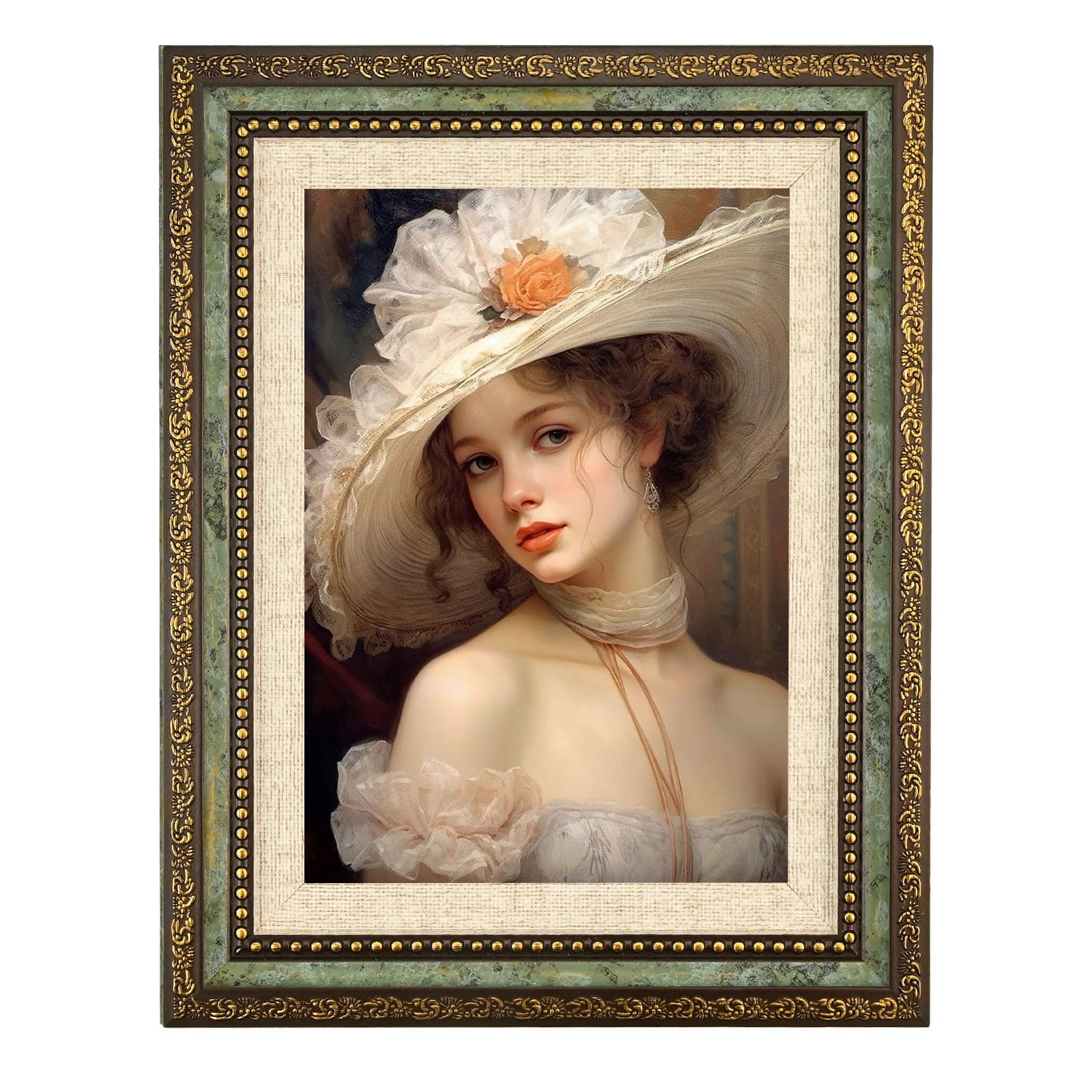 TW1TGOFT 5x7 Inch Vintage Picture Frame Antique Green - 7x5 Retro Ornate Green Photo Frame with Stand Free-standing Horizontally & Vertically for Home Office Desk Tabletop Display 12.7 x 17.8 cm
