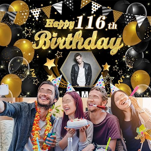 Vista 45 de Cartel personalizado de decoración de cumpleaños número 116 con temática de castillo y princesa, pancarta de tela personalizada para suministros