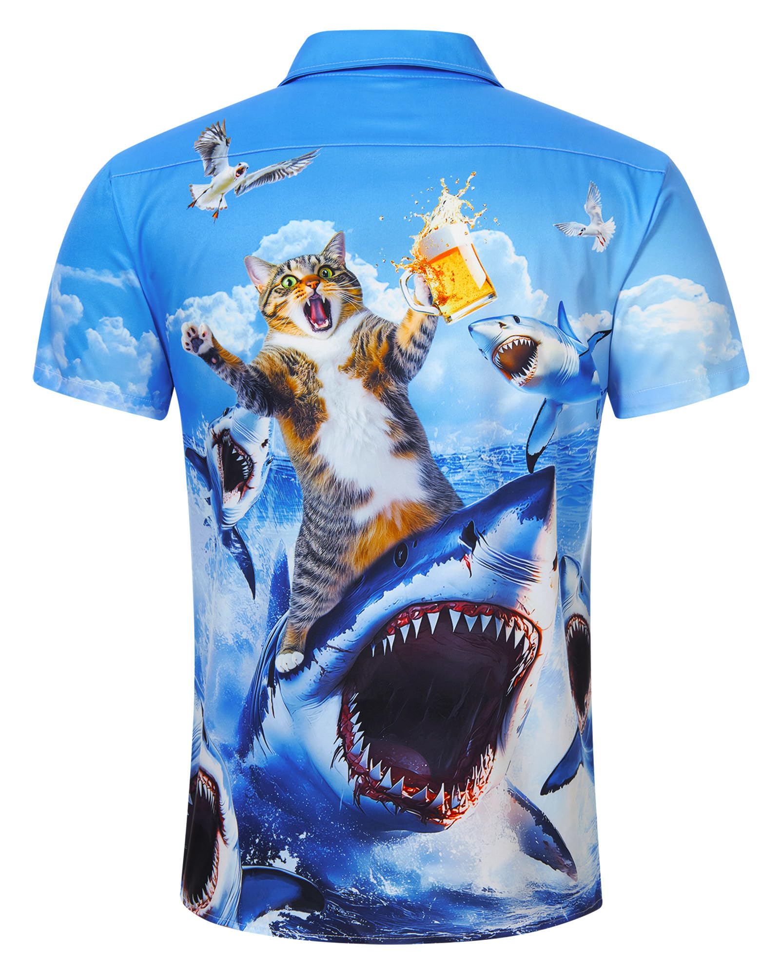 RAISEVERN Chemises Homme Hawaïenne 3D Chemise Boutonnées Casual Manche Courte Chemise M-XXL