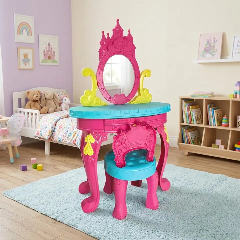 Penteadeira Infantil Princesas C/ Acessórios Brinquedo Rosa