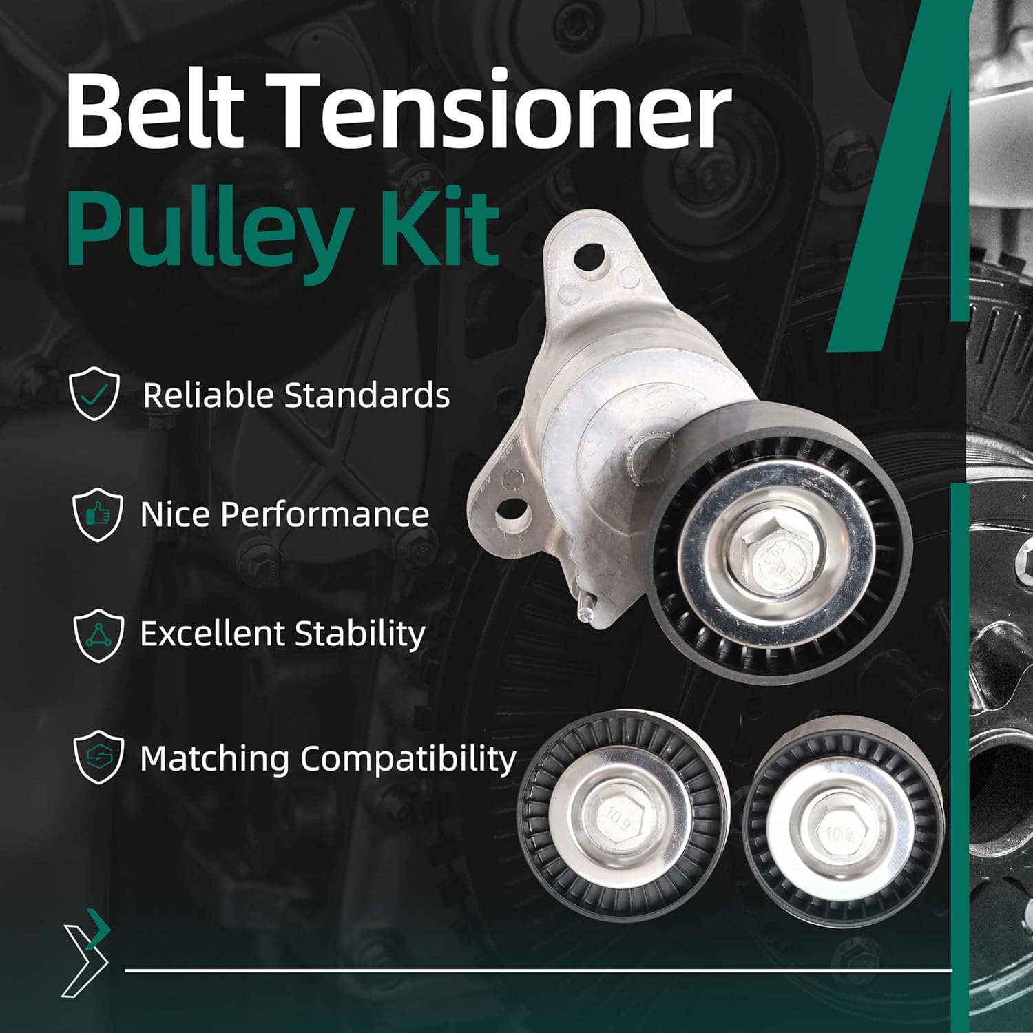 39053 Drive Belt Tensioner & Pulley Kit for Dodge Journey Avenger 2009-2014, for Dodge Caliber 2008-2012, for Jeep Compass Patriot 2008-2016, for Chrysler 200 2011-2014, 2.0L 2.4L