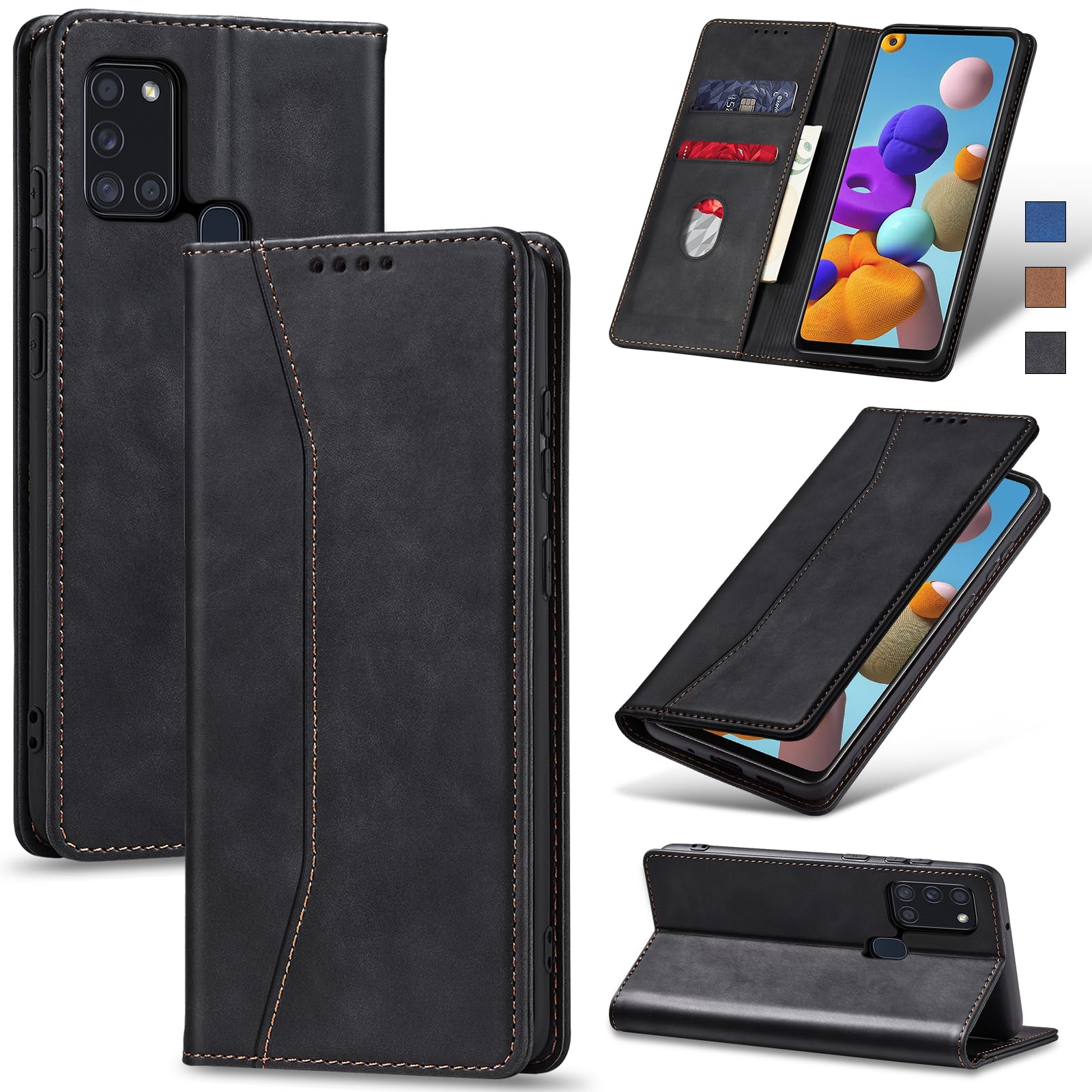 Jasonyu Case for Samsung Galaxy A21S Leather Wallet Flip Cover with Card  Holder,Kickstand, Magnetic Closure,TPU Shockproof Phone Case Compatible