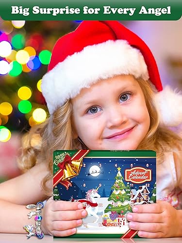 Miniatura 6 de Calendario de Adviento 2023 Kit de fabricación de pulseras de unicornio para niñas, calendario de cuenta regresiva de 24 días de Navidad con 2