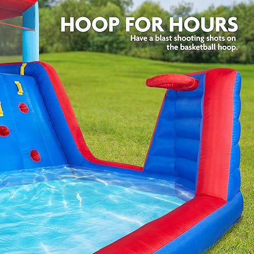 Miniatura 7 de Sunny  Fun - Parque inflable de cuatro esquinas resistente para diversión al aire libre pared de escalada tobogán y piscina profunda fácil de