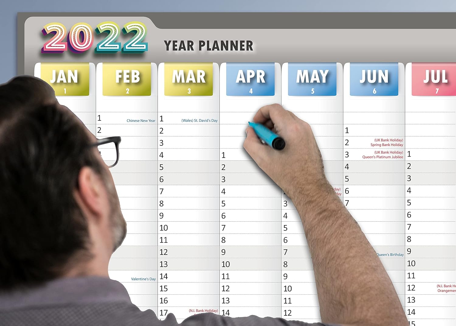 Year 2022 Wall Planner in A1 size (84×59 cm) 12 months of 2022 wall