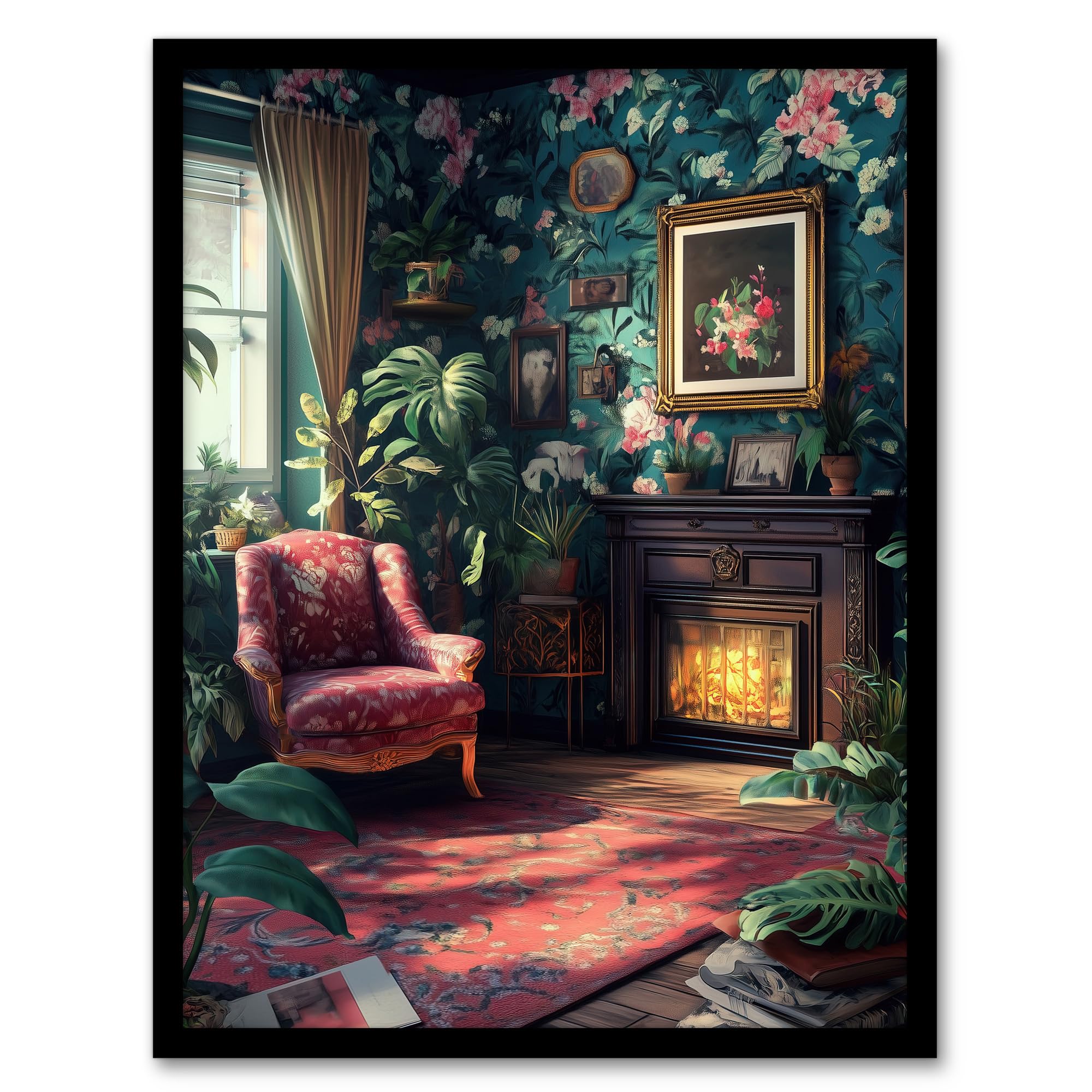 Artery8 Framed Print - Floral Tapestry - A4