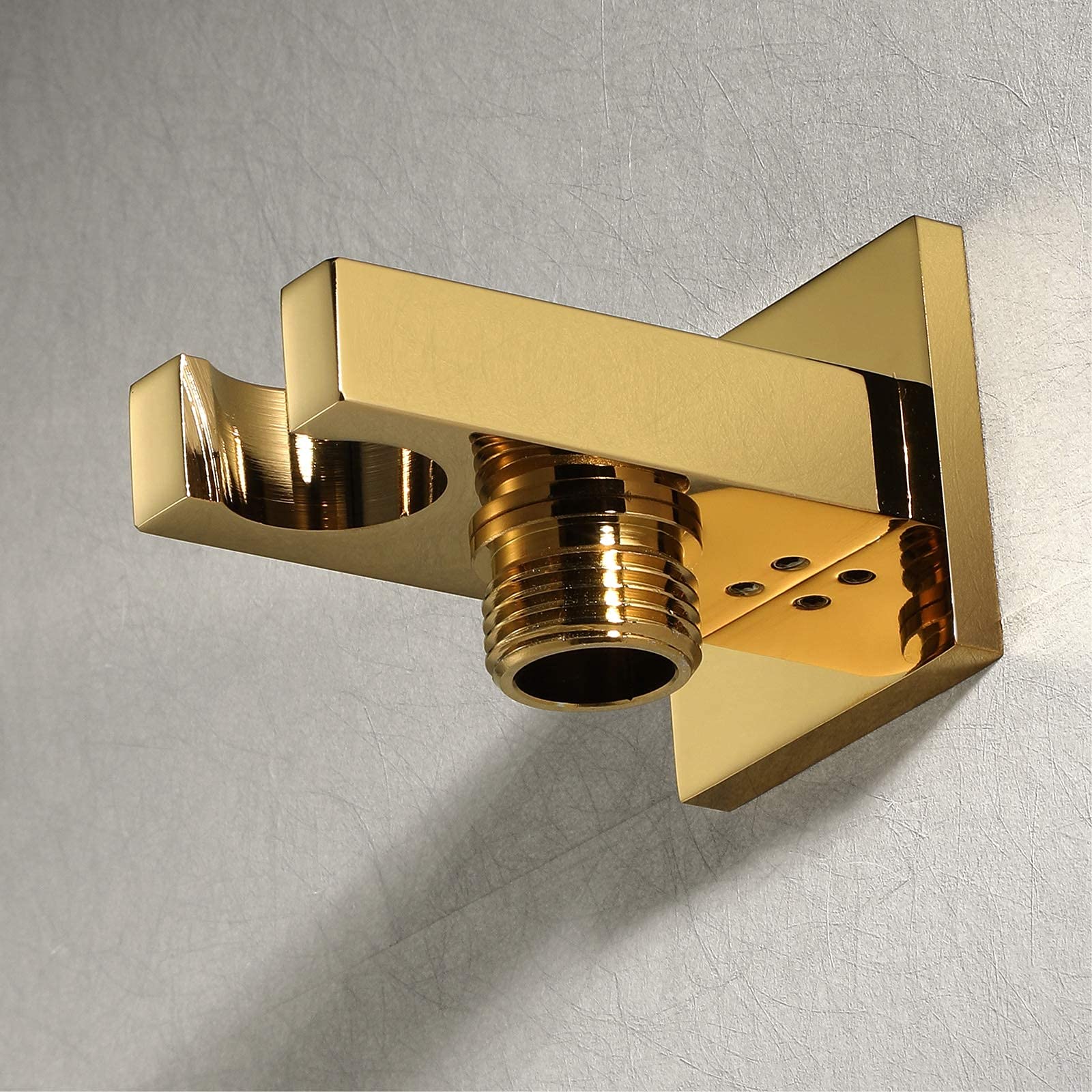 AKAZI Duschkopfhalter aus Messing, Handbrausehalterung, Wandmontage, quadratisch, Duschhalterung, G 1/2-Schnittstelle, Brausehalter, Schwarz (Titanium Gold)