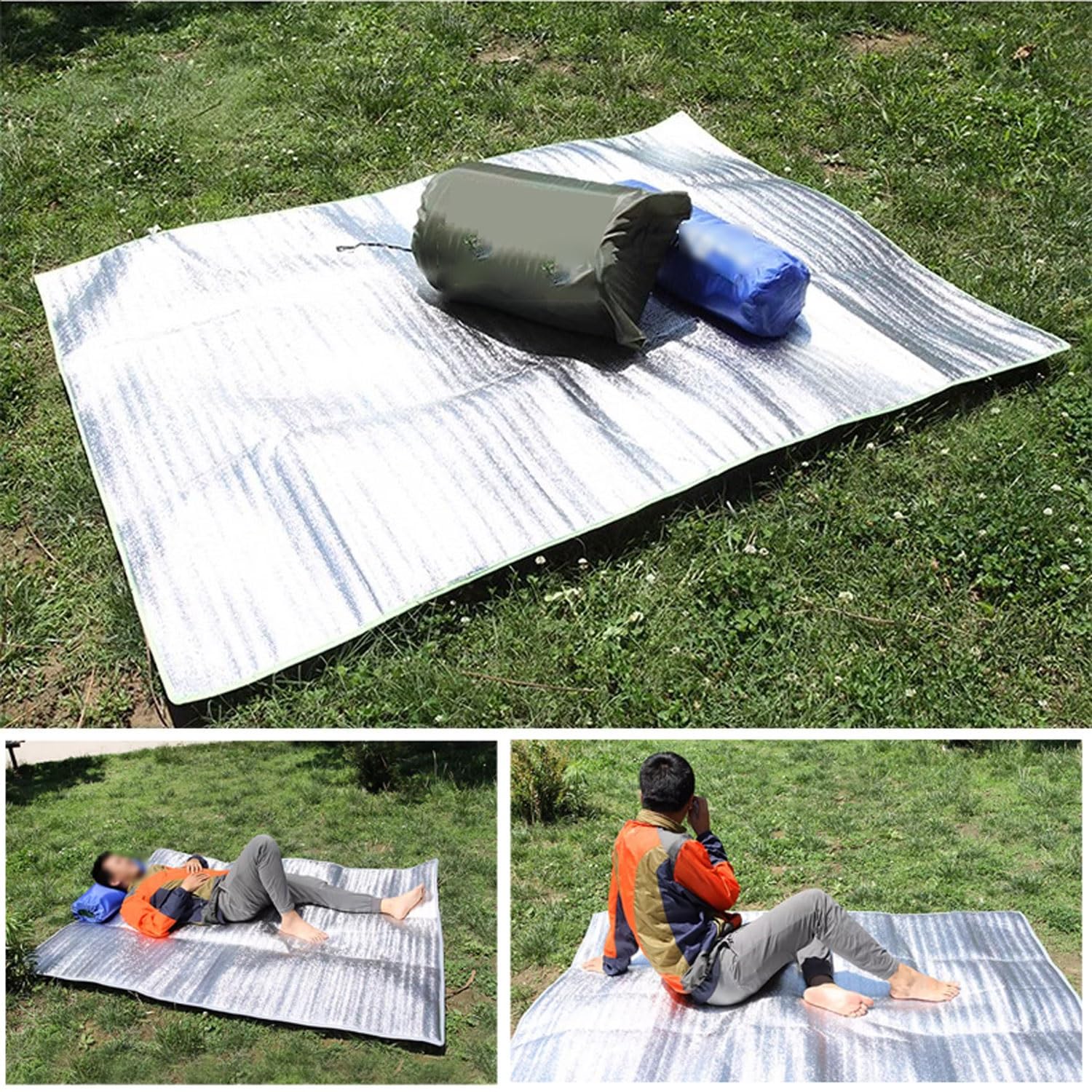 Aluminiowa karimata, mata piankowa, mata do spania z folii aluminiowej, grubość 4 mm, na kemping, mata izolacyjna, mata izolacyjna, składana mata namiotowa, mata podłogowa, mata termiczna