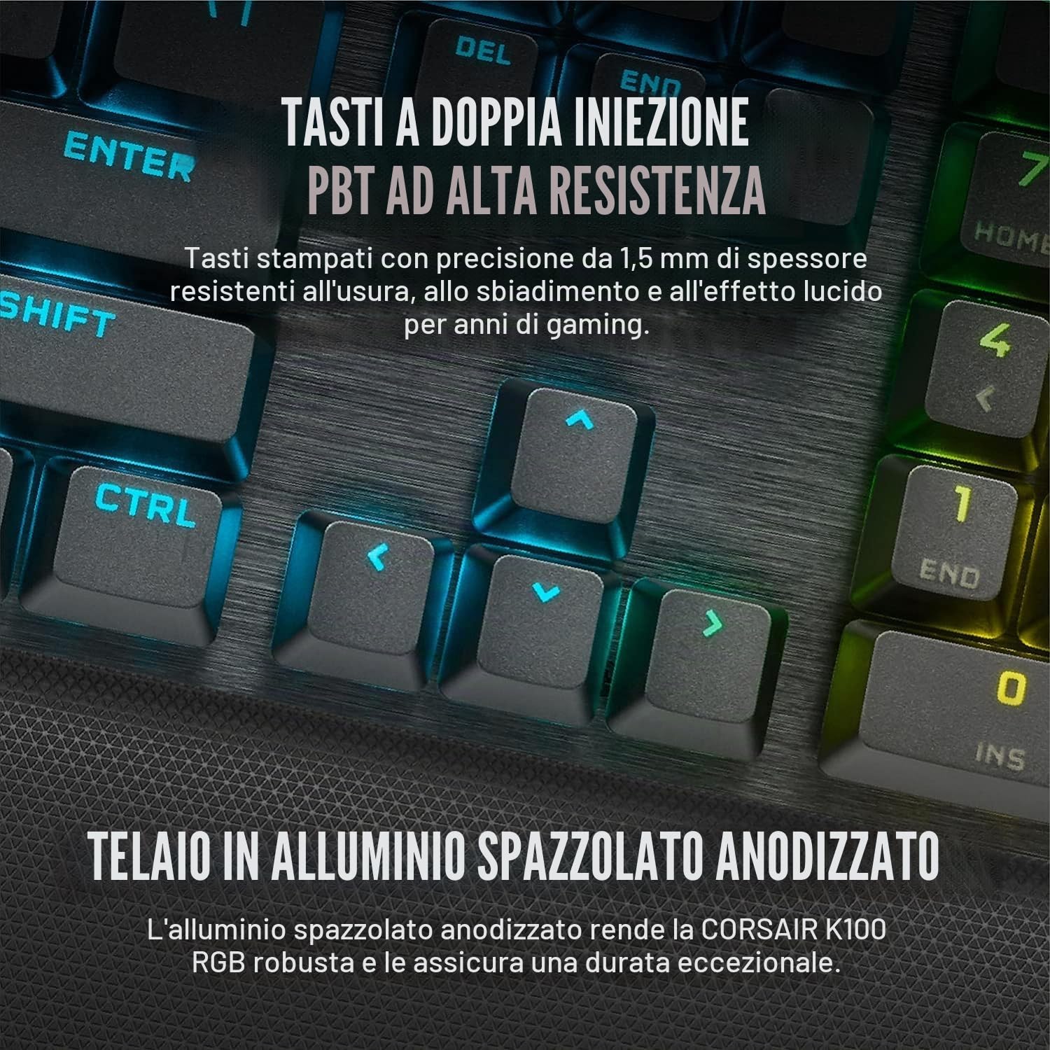 Corsair K100 RGB Tastiera da Gioco Ottico-Meccanica con Cavo - Interruttori OPX - Keycaps PBT - Integrazione Elgato Stream Deck - Compatibile con iCUE - PC, Mac, Xbox - AZERTY FR - Nero