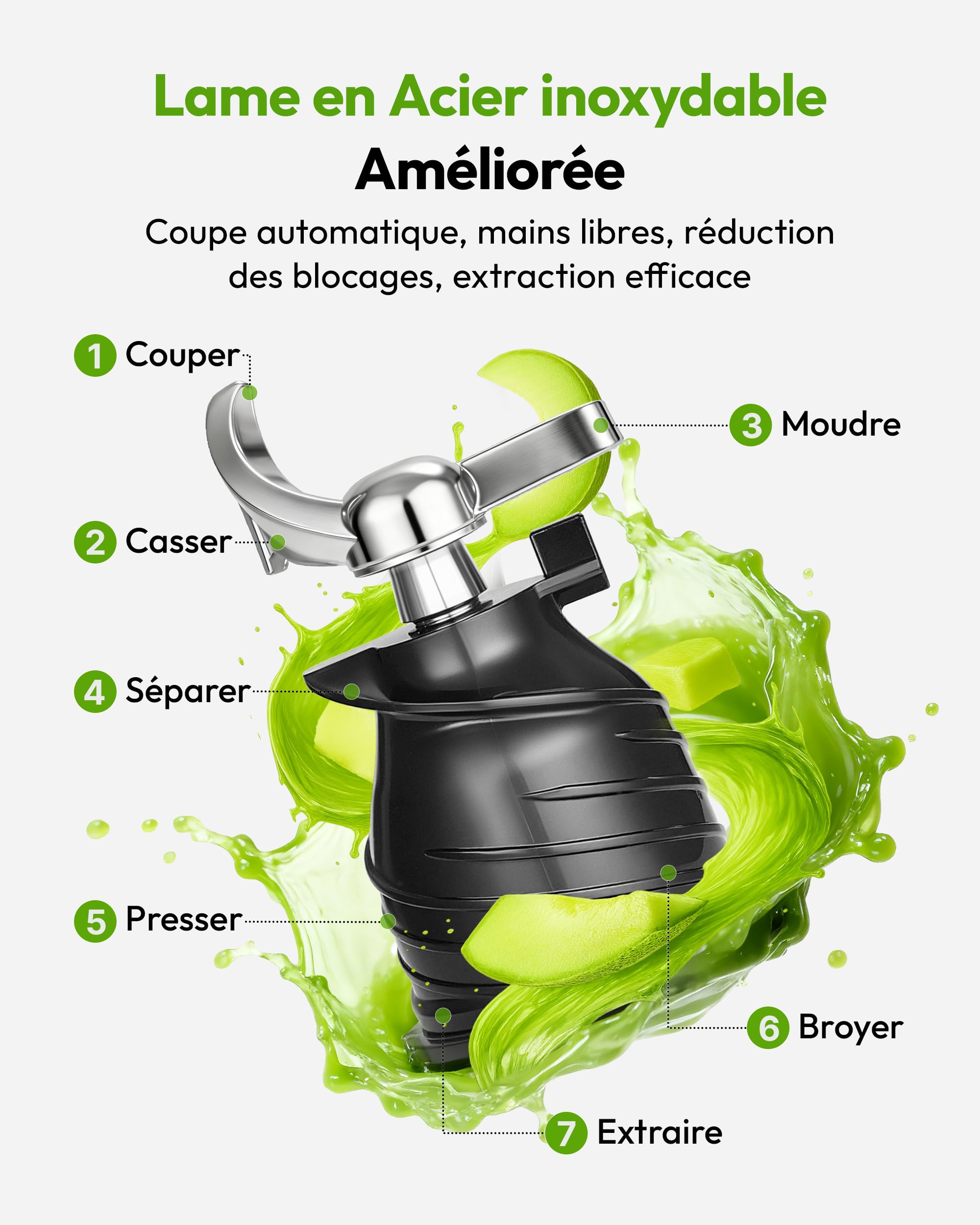 EUHOMY Extracteur de Jus à Froid 220W Double Vis 7 Étapes Rendement 99% Triple Filtre Large Goulotte 135mm Réservoir 1,8L Silencieux 55 tr/min