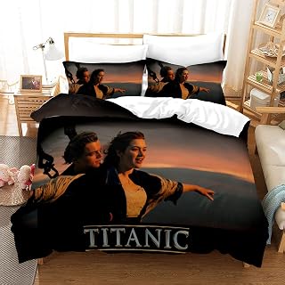 PTNQAZ 3D Jack and Rose Titanic Duvet Cover Set Printed Bedding Set Single Double King Bed Linen For Adults Bed Cover With Pillowcases (Single,1)