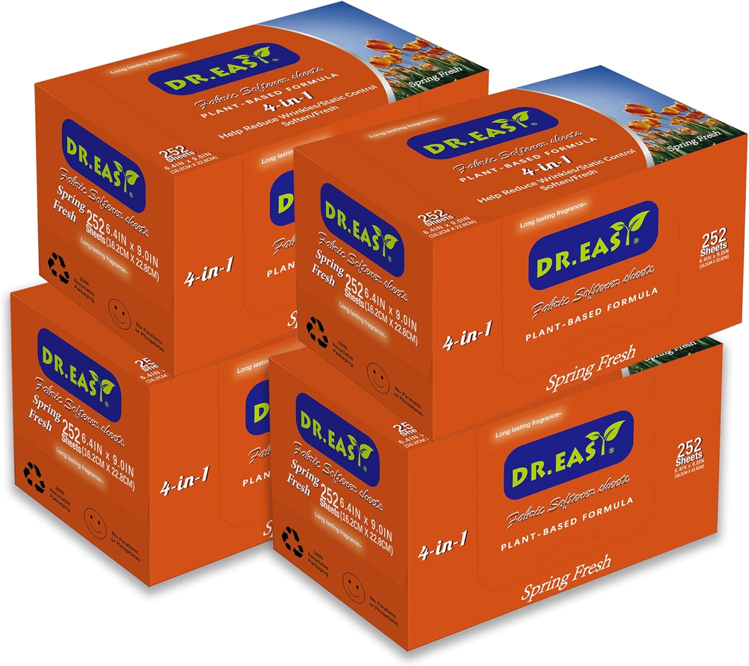 DR.EASY Dryer Sheets Plant Based Formula 1008 Ct Fabric