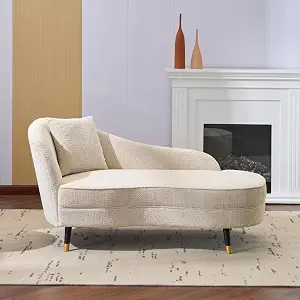 Christopher Knight Home Harlow Velvet Upholstered Chaise Lounge Chair Indoor, Wooden Chaise Lounge Sofa with Accent Pillow, Beige