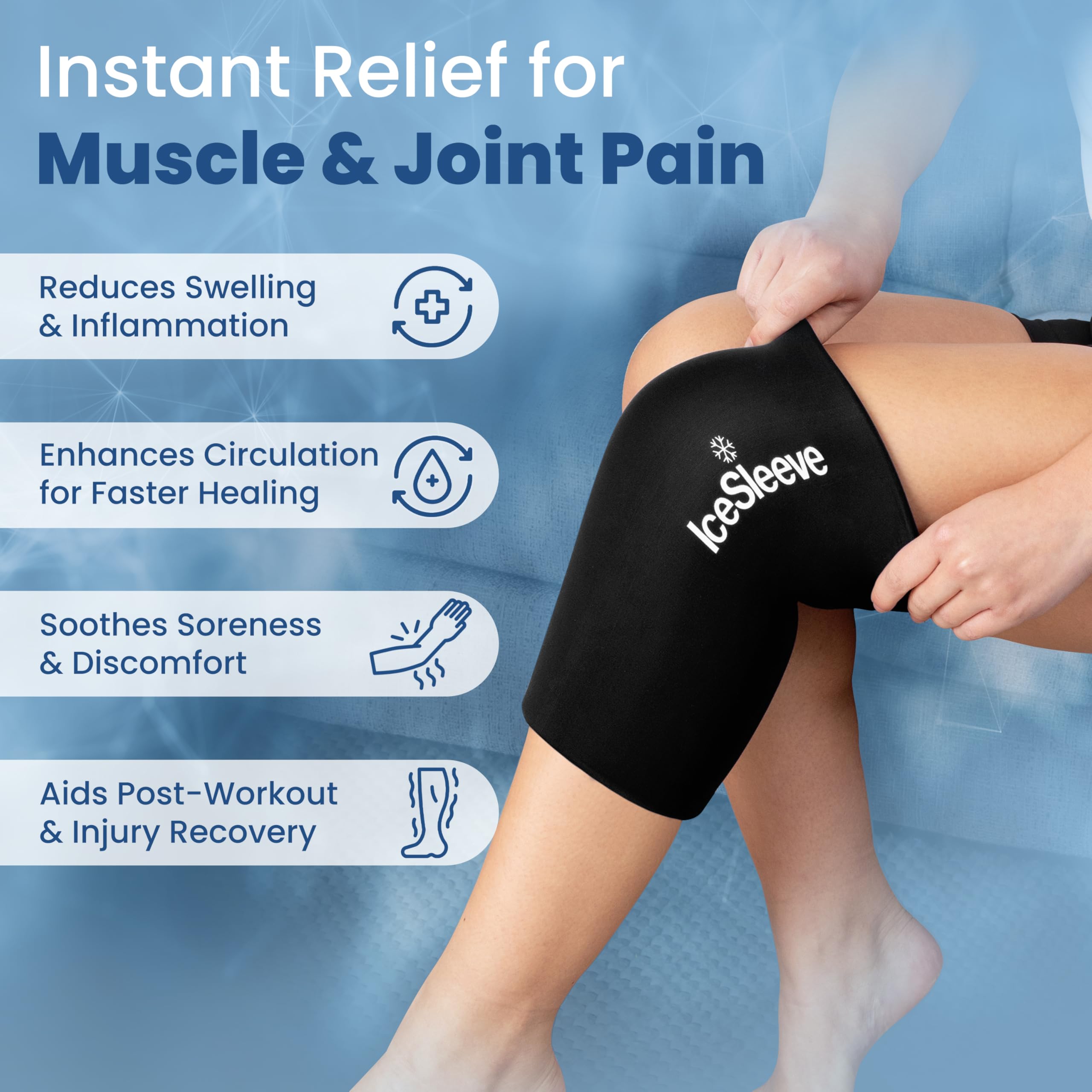 IceSleeve - Bolsa de hielo para codo y rodilla, manga de hielo reutilizable para brazos y piernas, bolsa de hielo de gel flexible para lesiones de rodilla, manga congelada de tenis, envoltura de