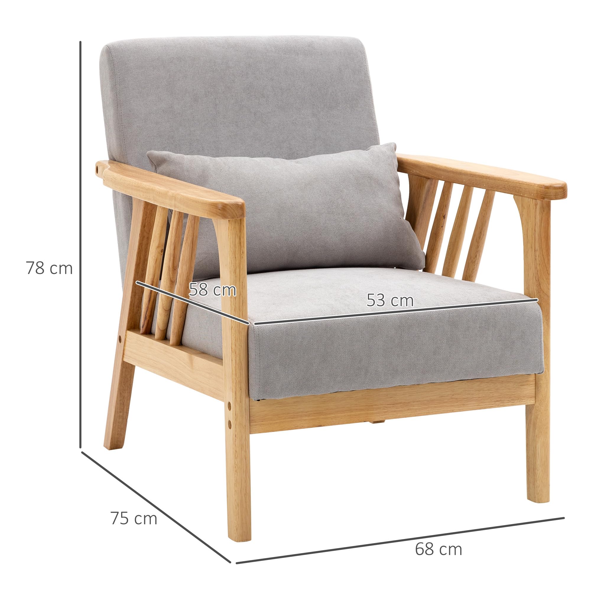 HOMCOM Poltrona Moderna con Rivestimento Vellutato 68x75x78cm Grigio