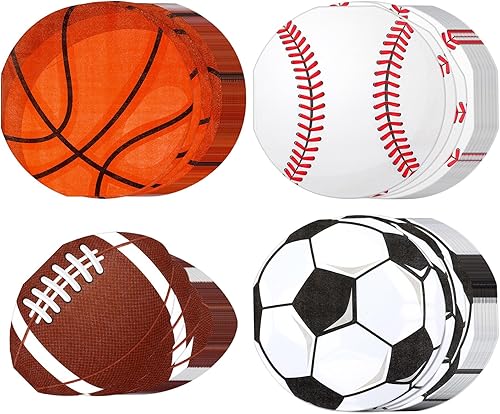 Honoson 100 servilletas de papel deportivas de 3 capas con temática deportiva, toallas de mano desechables para baloncesto, fútbol, béisbol, fútbol,