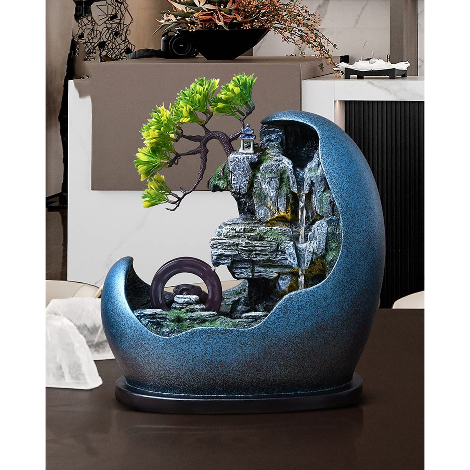 Fontana Da Tavolo Fontana D'Acqua Da Tavolo Con Design Bonsai Artificiale Cascate Da Interno Fontane Decorative Feng Shui Fontana Da Tavolo Con Pompa Automatica I Migliori Regali Per La Casa Per Amic