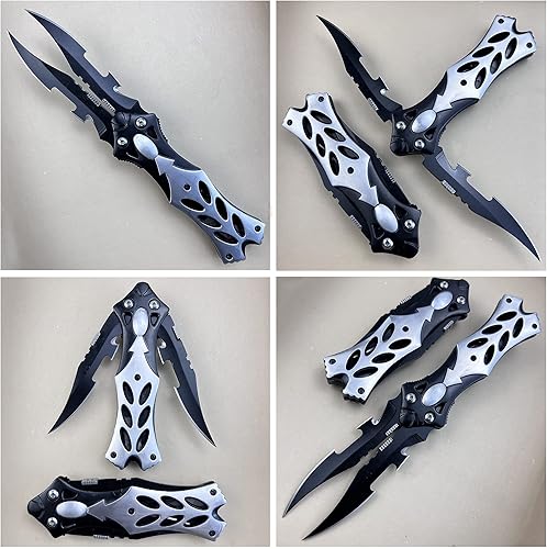 Miniatura 6 de MADSABRE Cuchillo táctico de doble hoja cuchillo plegable de doble filo, 8.5 pulgadas, colección de campamento de supervivencia con clip, regalos