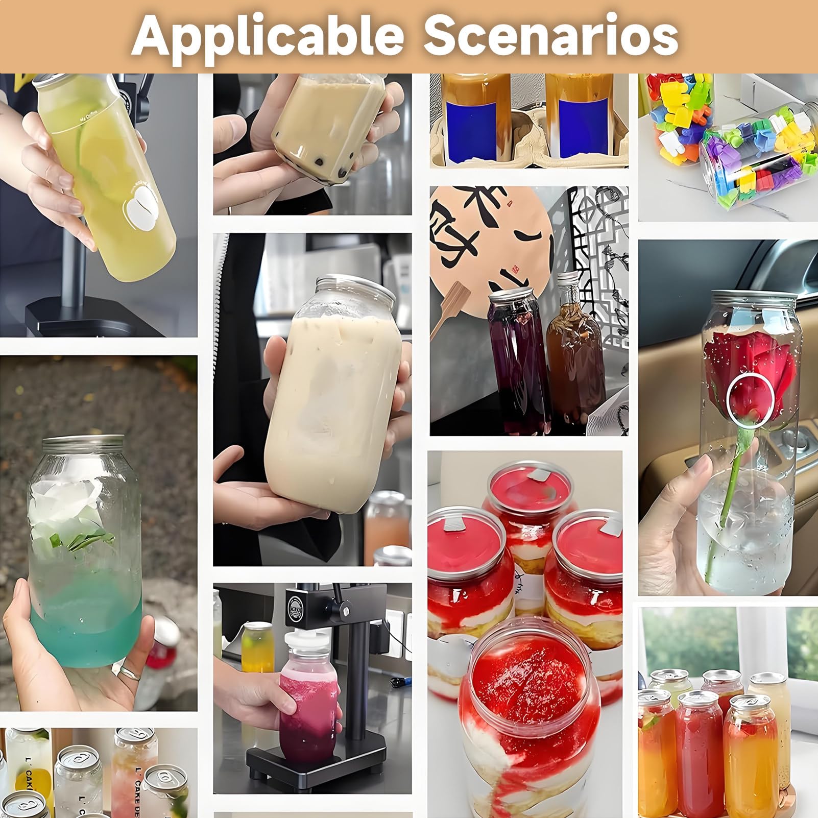 Paquete de 200 vasos selladores de latas desechables de plástico, con tapas de aluminio, a prueba de fugas, para agua, jugo, bebidas, bebidas frías, picnic, hogar