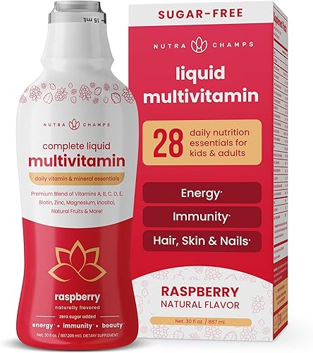 NutraChamps Multivitaminas líquidas completas | Sin azúcar añadido | Vitaminas para mujeres, hombres y niños | Suplemento multimineral de vitaminas