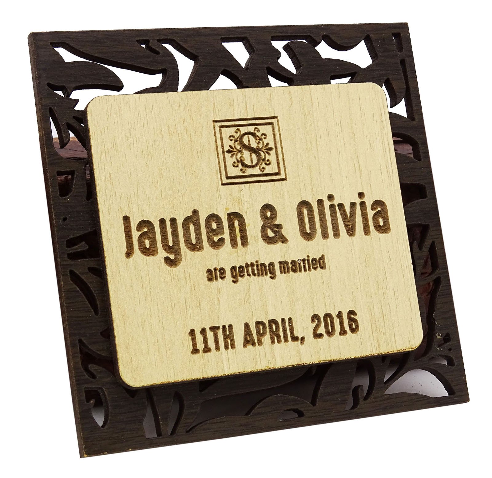 Save the date de bois gravé rustique pour annonce de mariage et magnets 30 pcs