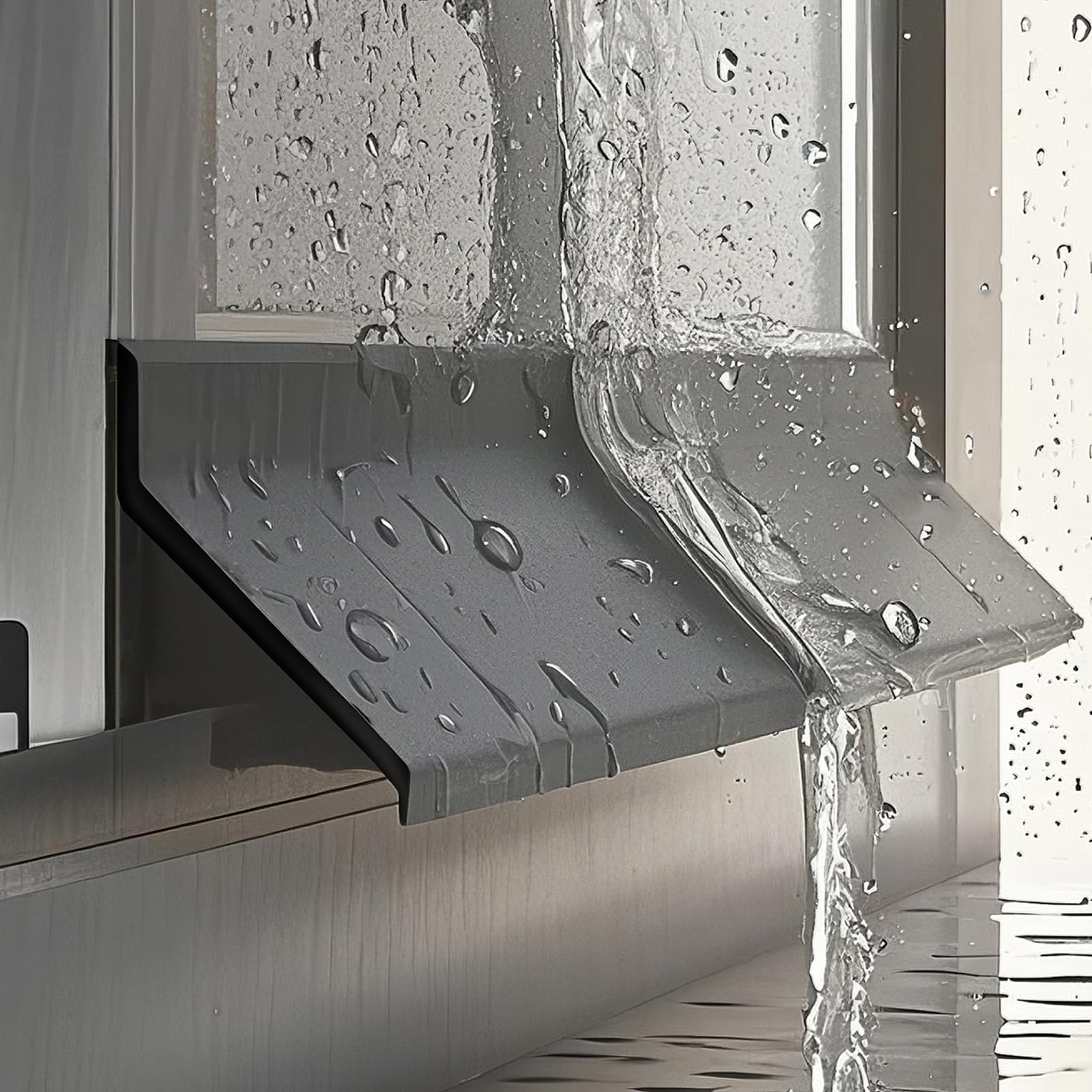 Estdkmnos 5.5Cm Window Outer Edge Rain Shield， Self-Adhesive Rubber Rain Diverter Weather Stripping For Doors And 2-5M(,(9.8Ft))