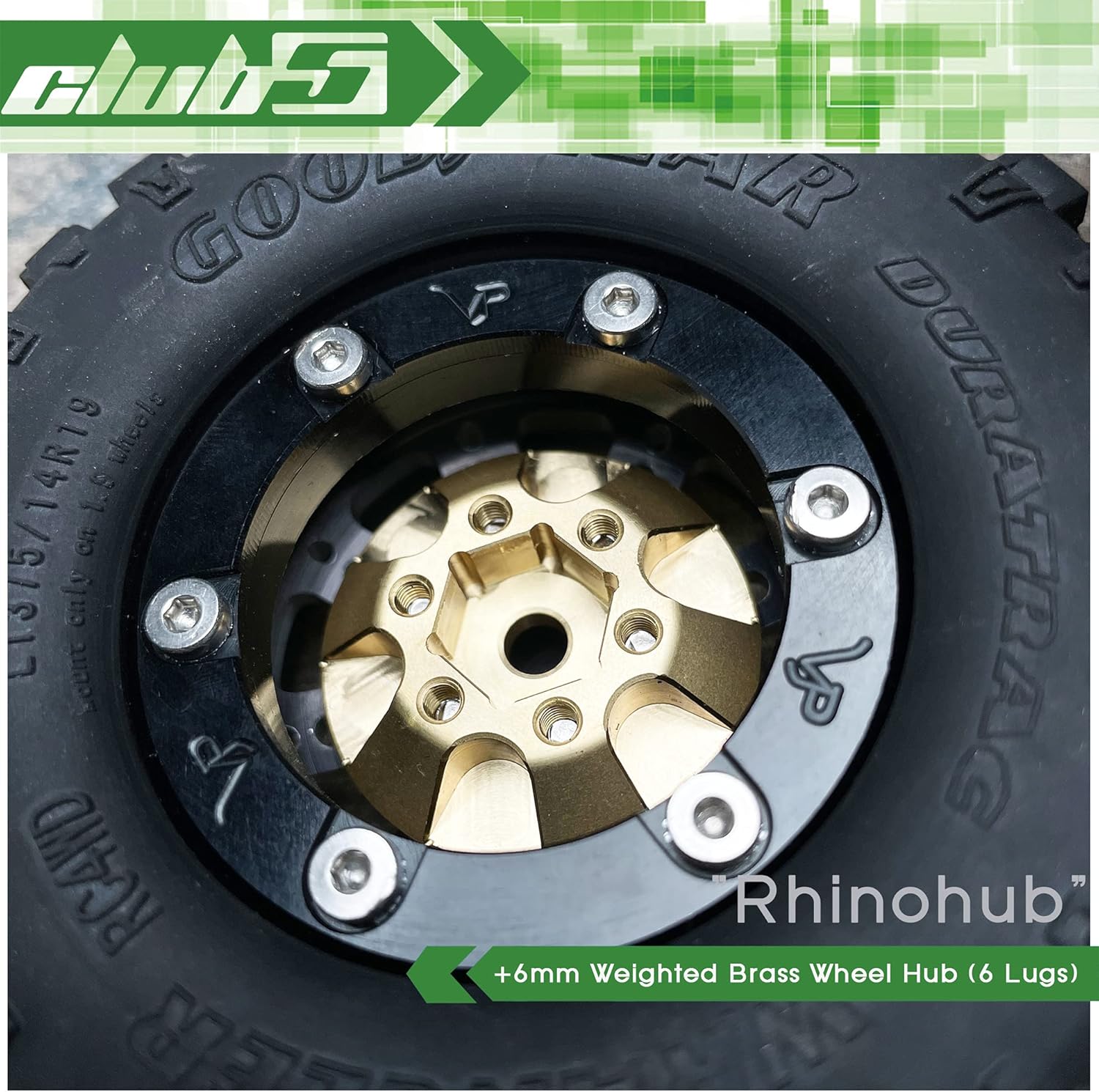 Club 5"Rhinohub +6 mm Weighted Brass Wheel Hub for Vanquish Wheel SLW475 (6 Lugs,V2)