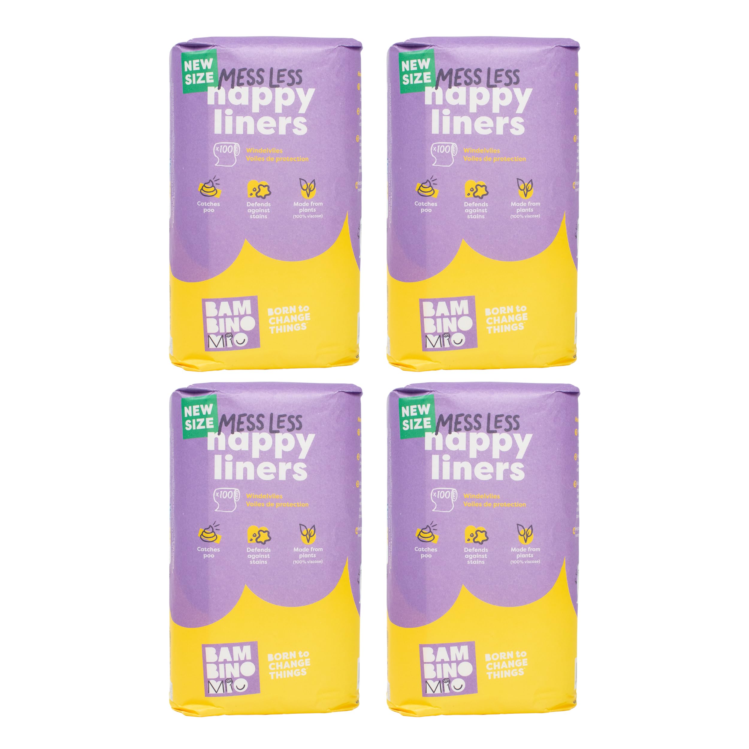 Bambino Mio, Voiles de protection ultra doux, matières végétales 100% renouvelables, (16cm x 29cm) 100 Voiles - paquet de 4