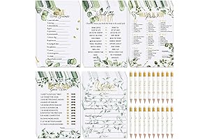 Outus Bridal Shower Games 20 Guests: Eucalyptus Lemon Bridal Games Cards