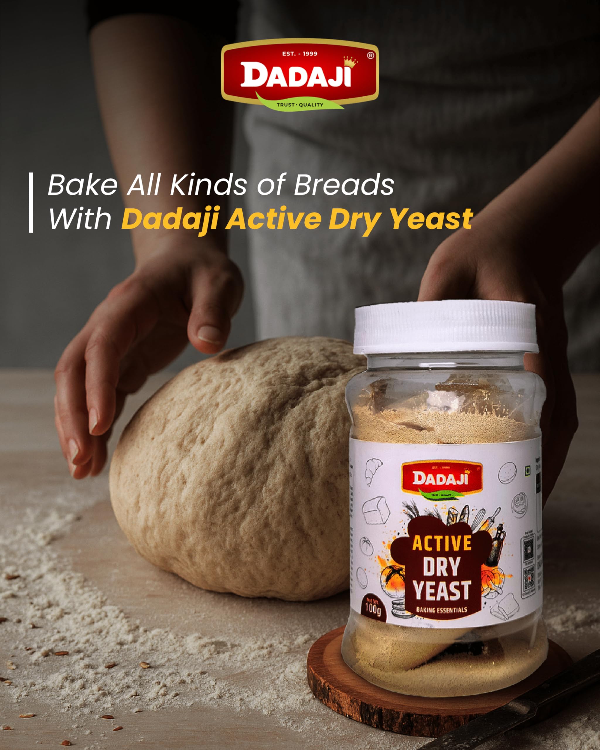 Dadaji Active & Instant Dry Yeast Powder | 100g | Ideal for Baking Bread, Pizza, Cakes & Dough at Home | All Purpose Yeast | Pack of 1| With Free Spoon - Image 5 thumbnail