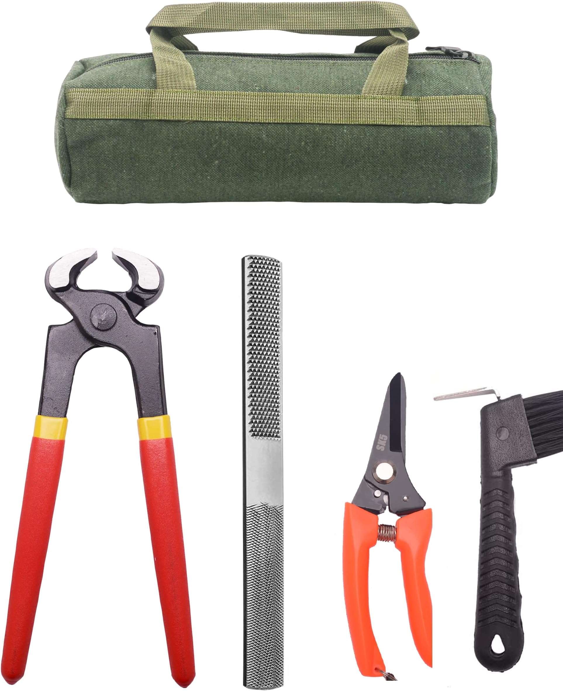long river 8 inch Farrier Tool Kits （5 Piece） Mini Rasp Hoof File Equine Metal Shears Farriers Hoof Nipper for Goat Pig