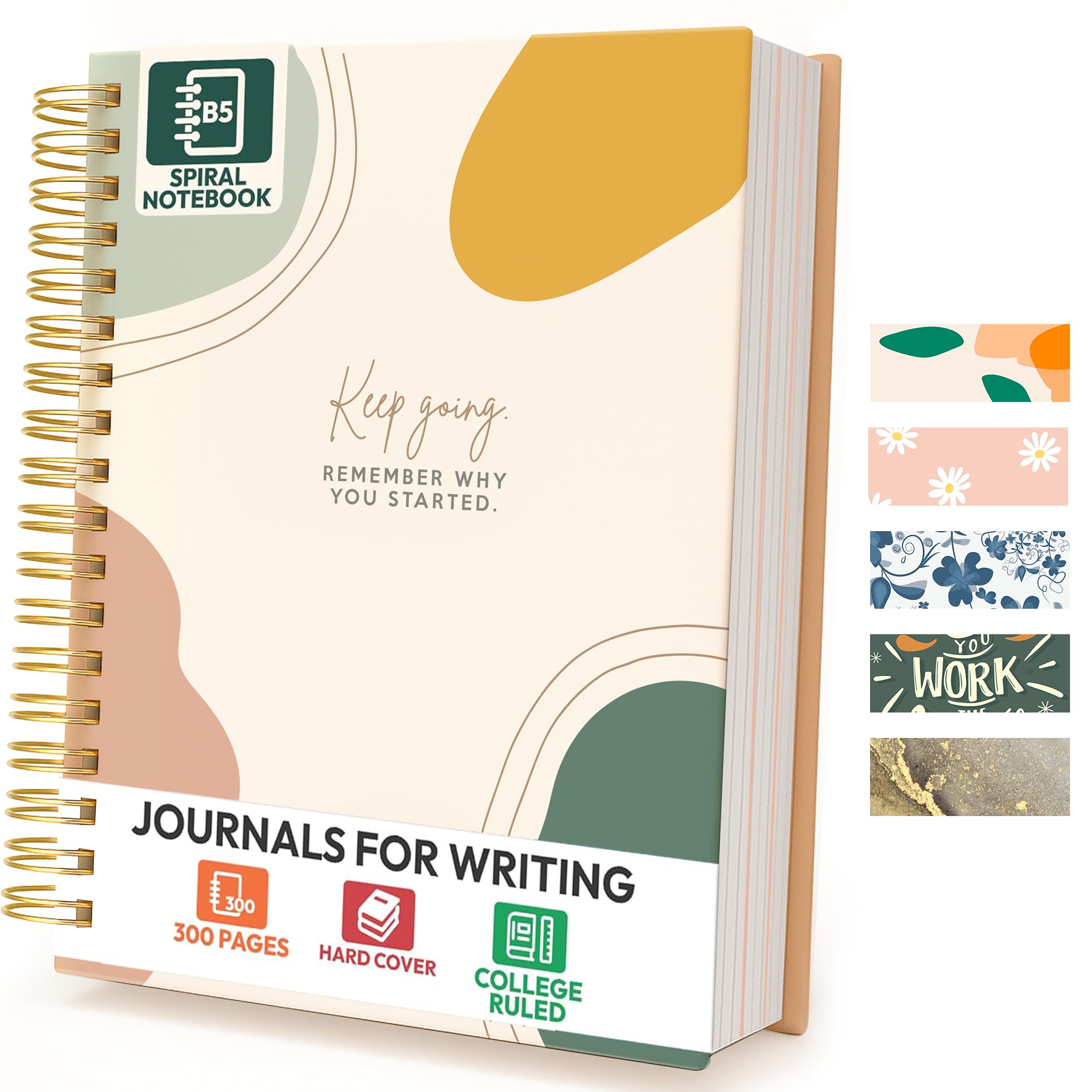 Only Zest Notatnik spiralny, zeszyty w linie College do robienia notatek dla kobiet, twarda okładka, spiralny dziennik gładkie wykończenie, Cuadernos Escolares złoty spiralny oprawa duży notatnik 25