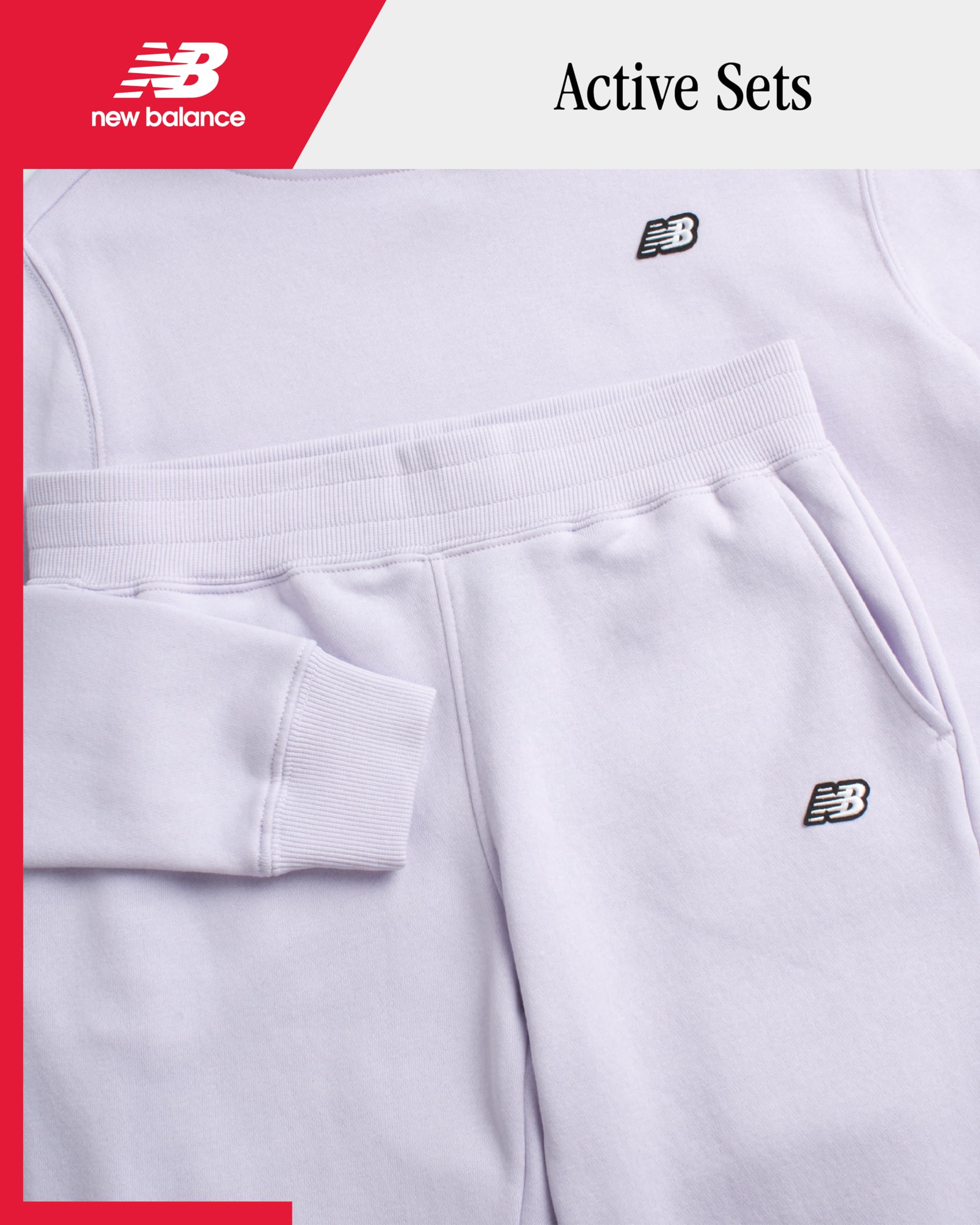 New Balance Set di pantaloni della tuta da bambina, 2 pezzi, felpa e pantaloni della tuta con tasche (taglie: 7-16)