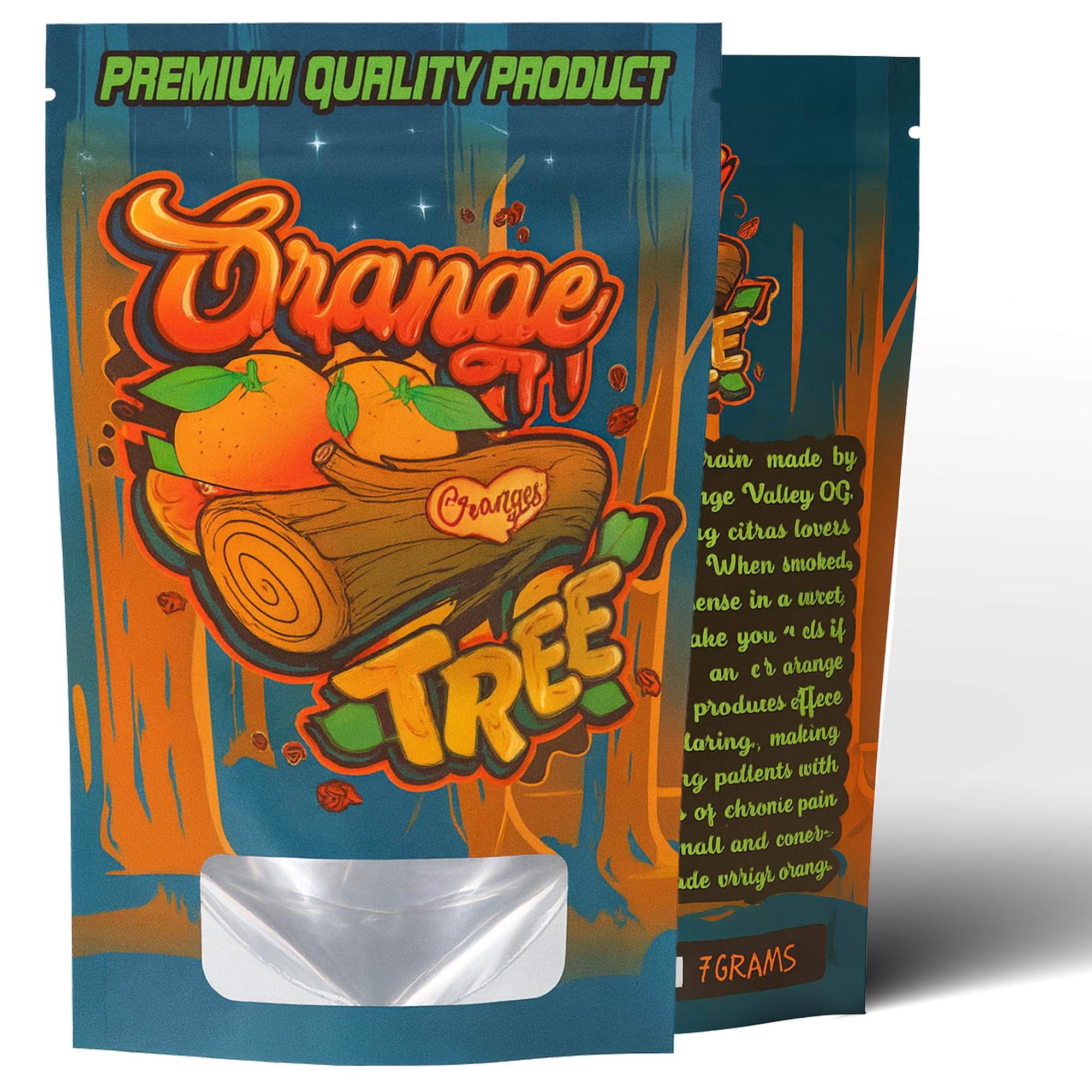Baggies Orange Tree Mylar Bags 3.5G Smell Proof Packaging X25