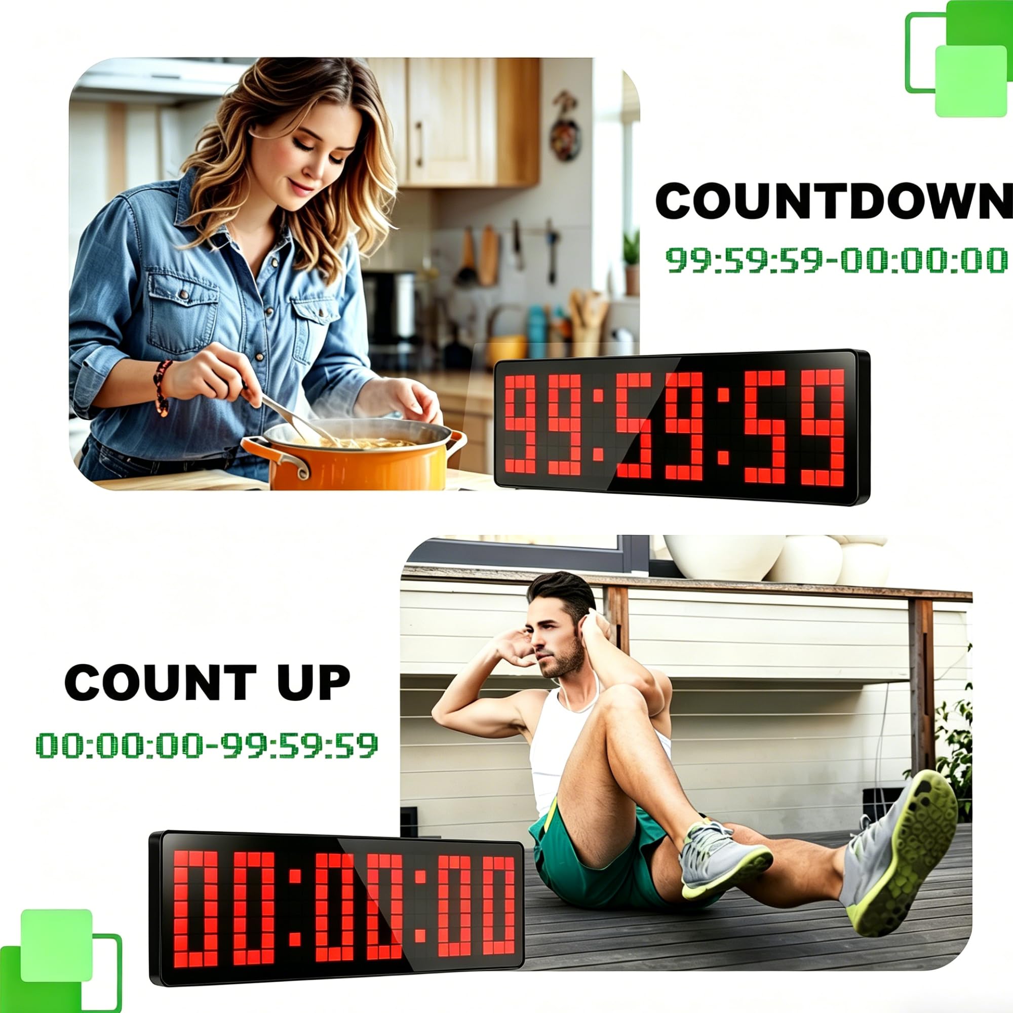 Timer da Palestra 13.2" LED Gym Timer Countdown Up Cronometro Luminosità Regolabile Telecomando