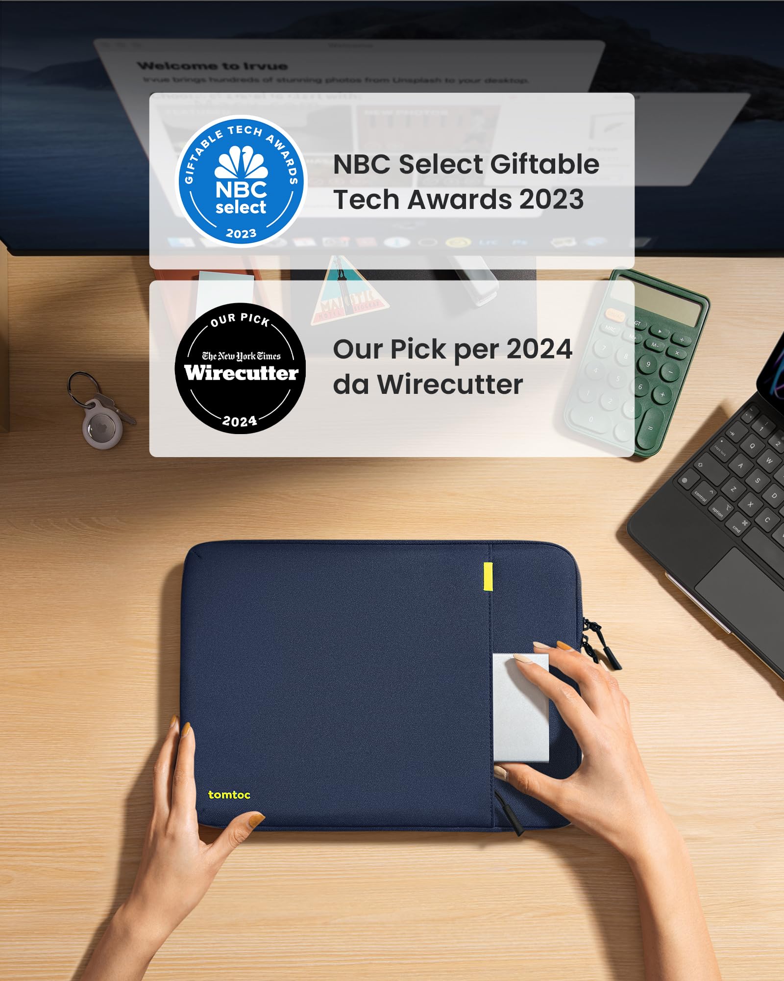 tomtoc 360° Custodia per Tablet per 13 Pollici iPad Pro M5/M4 2025-2024, 13 Pollici iPad Air M3/M2, 12,9 Pollici iPad Pro M2&M1, Con scomparto per accessori, Adatta a Magic/Smart Keyboard Folio