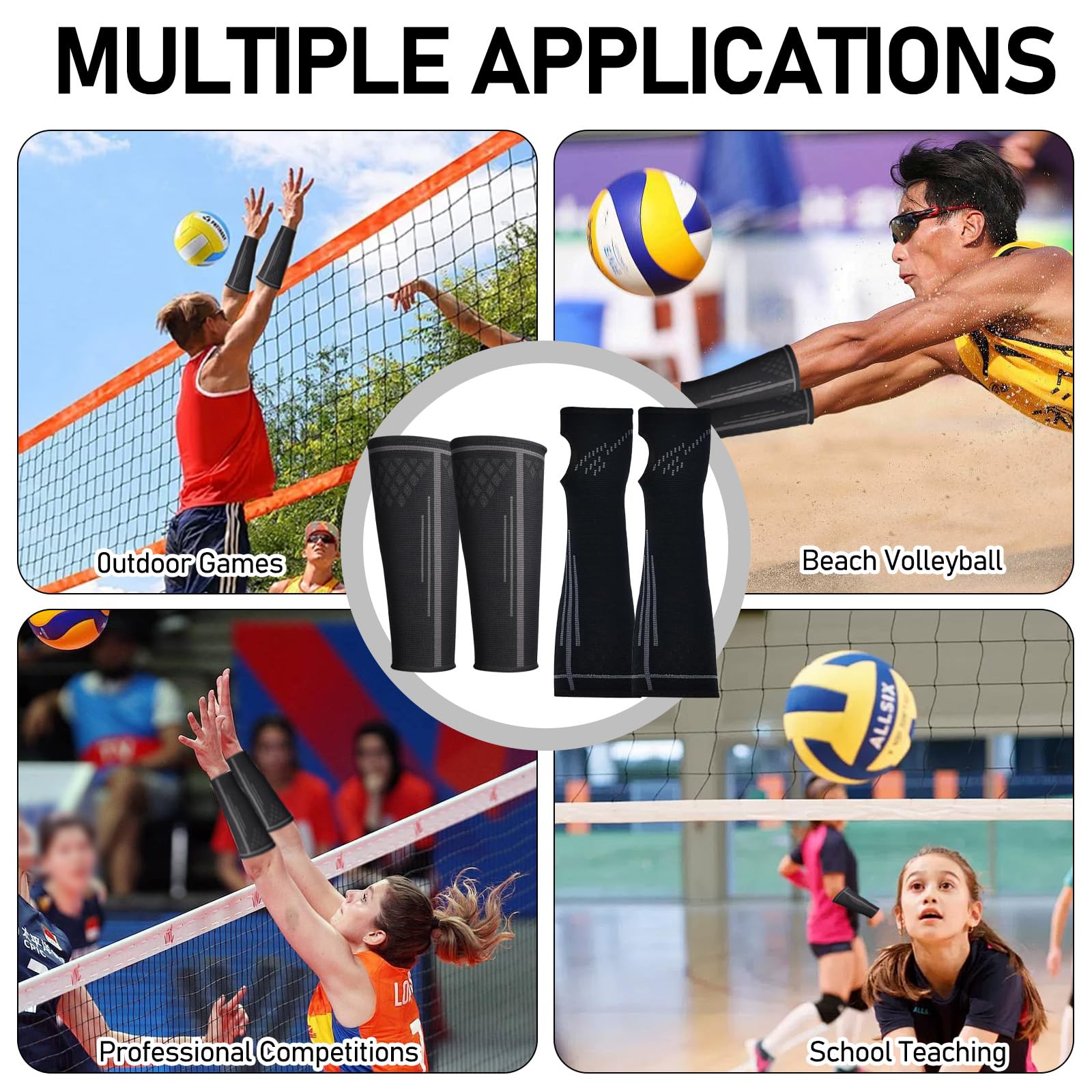 2 Paar Volleyball Arm Sleeves Sport Unterarm Ärmel Volleyball Armschoner Top-Volleyball-Armstulpen – Bequeme Und Atmungsaktive Armschutzausrüstung 2 Stile(Größe S)