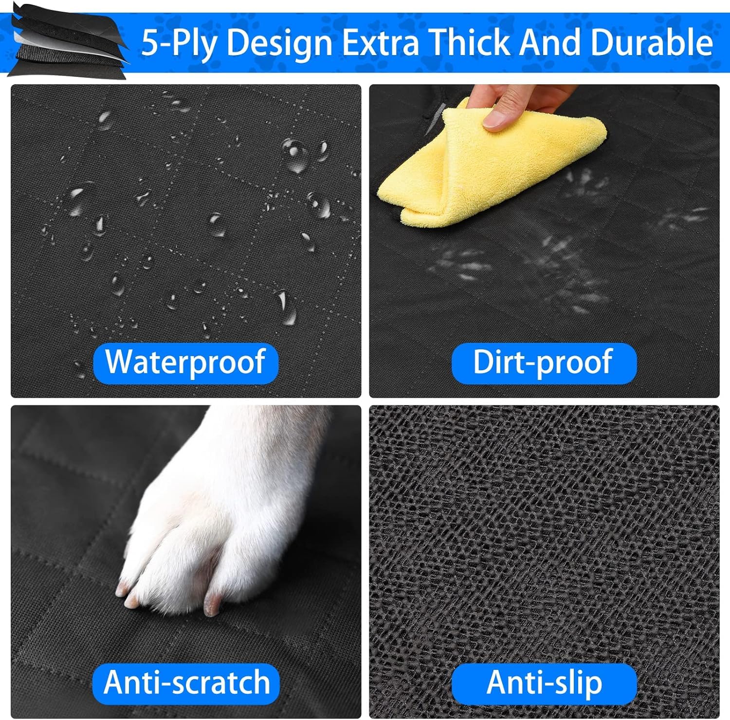 Telo auto per cani bagagliaio per Mazda CX5 CX-5 2025 2024 2023 2022 2021-2012, fodera protettiva antiscivolo extra impermeabile lavabile con protezione paraurti