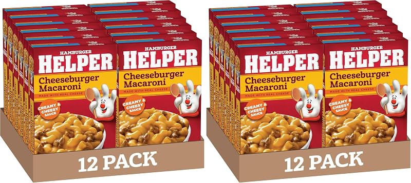 Hamburger Helper Cheeseburger Macaroni Pasta Meal (6.6 oz - 24 Pack) No Artificial Flavors, Ready in 3 Easy Steps, Quick Meals for Midweek Dinners, Busy Evenings & Families On-the-Go