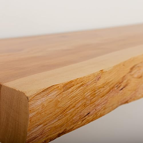 Miniatura 6 de VINTAYARD Estantes flotantes de madera rústica, estante de madera con borde vivo para decoración de pared de granja, juego de 2 estantes con