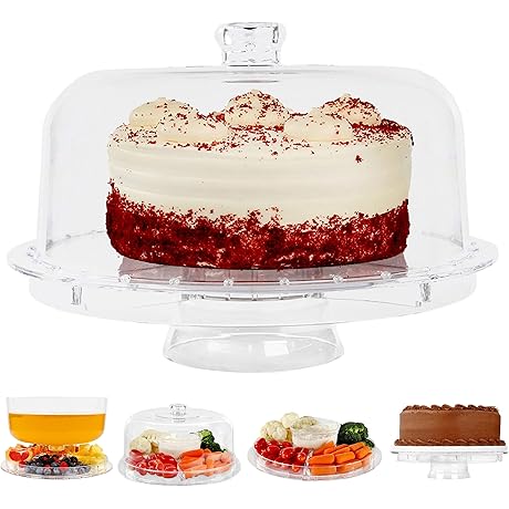 7Penn Clear Acrylic Cake Stand with Dome Cover Lid