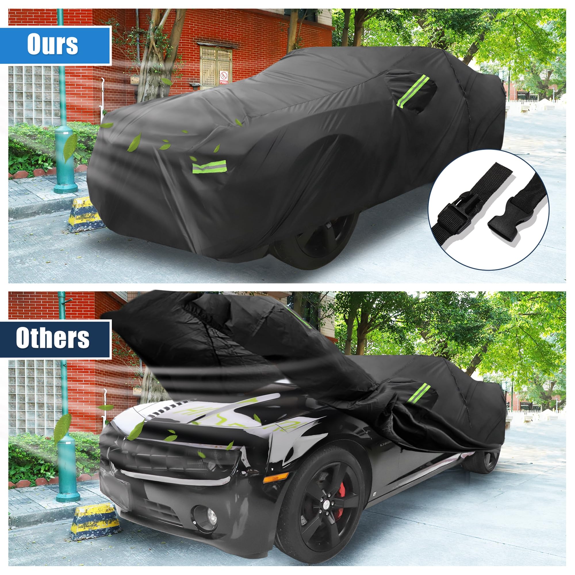 X AUTOHAUX Waterproof Car Cover for Chevrolet Camaro 2010-2021 210D Outdoor Full Car Cover All Weather Windproof Sun — view 4