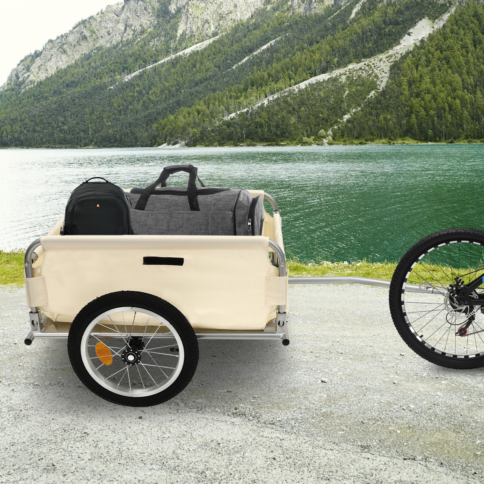 FahrradanhäNger LastenanhäNger Klappbarer MTB LastenanhäNger für 24-26 Zoll Mountainbike, Wasserdichtes Transportfach für Camping-Einkauf 50Kg Tragkraft, Schnellmontage für Radtouren Und Umzug